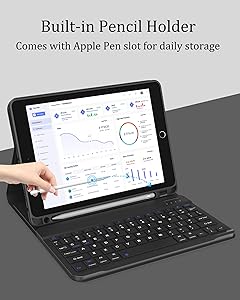 Keyboard Case for iPad 9th Generation 2021 10.2 Inch, Detachable Wireless Rechargeable Keyboard for iPad 8th/7th Gen, Slim Folio Stand Cover with Pencil Holder for iPad Pro 10.5" / iPad Air 3rd Gen