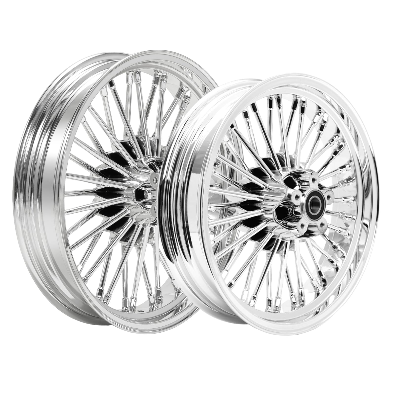 TOFR 18x3.5 16x3.5 Chrome Fat Spoke Wheels For Harley Touring Baggers 84-08