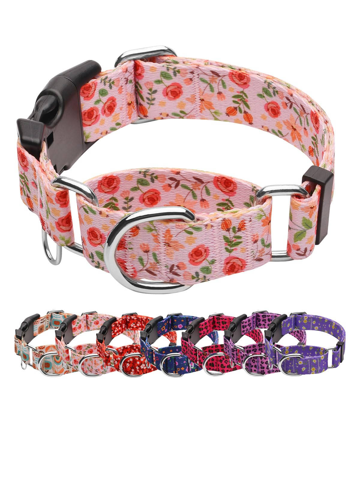 JOOCPUP Martingale Collar for Dogs with TAG Ring, Adjustable Soft Nylon Dog Collars with Buckle Heavy Duty for Small, Medium & Large Dogs (Creamy