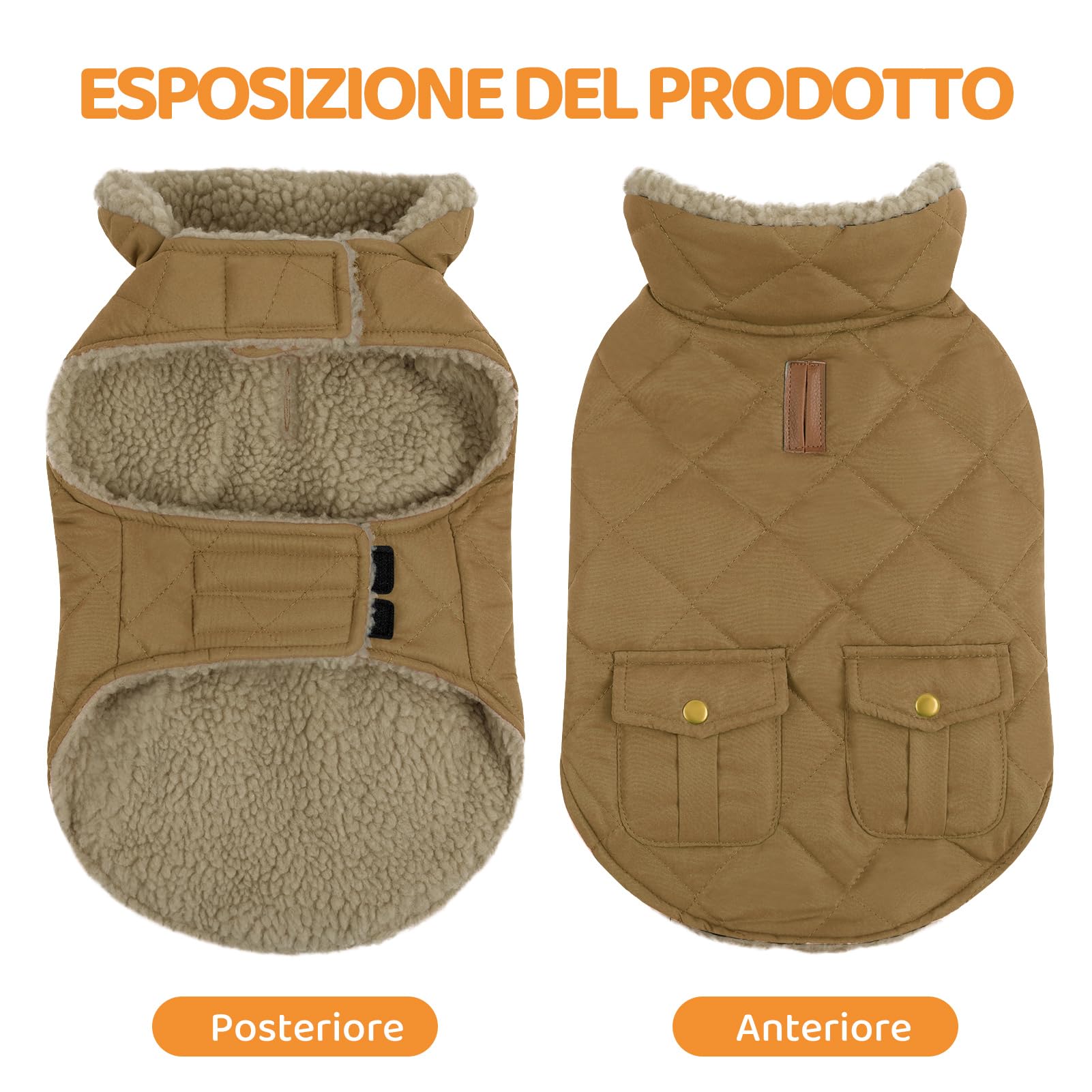 Queenmore Cappotto Cane Caldo Cappottino Cane Taglia Piccola Cappotto Impermeabile per Cani Giubbotto Invernale Pile Cane Vestiti per Cani Bassotto Bulldog Francese Chihuahua, Marrone, XS