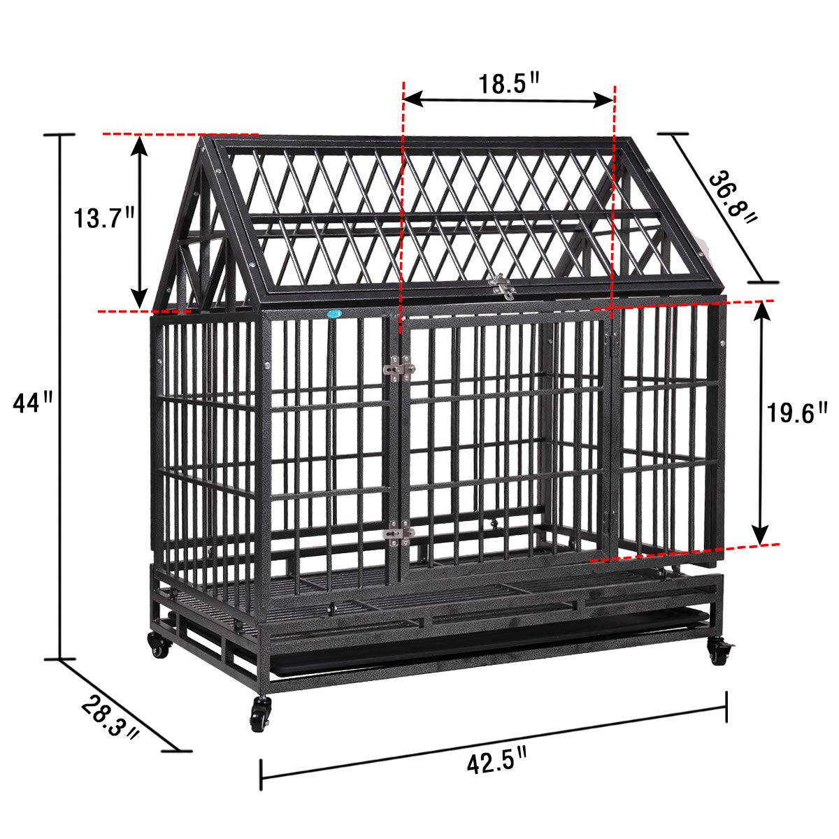 COZIWOW 37”/42.5” Heavy Duty Dog Kennels and Crates for Large Medium Dogs, HardSided Escape