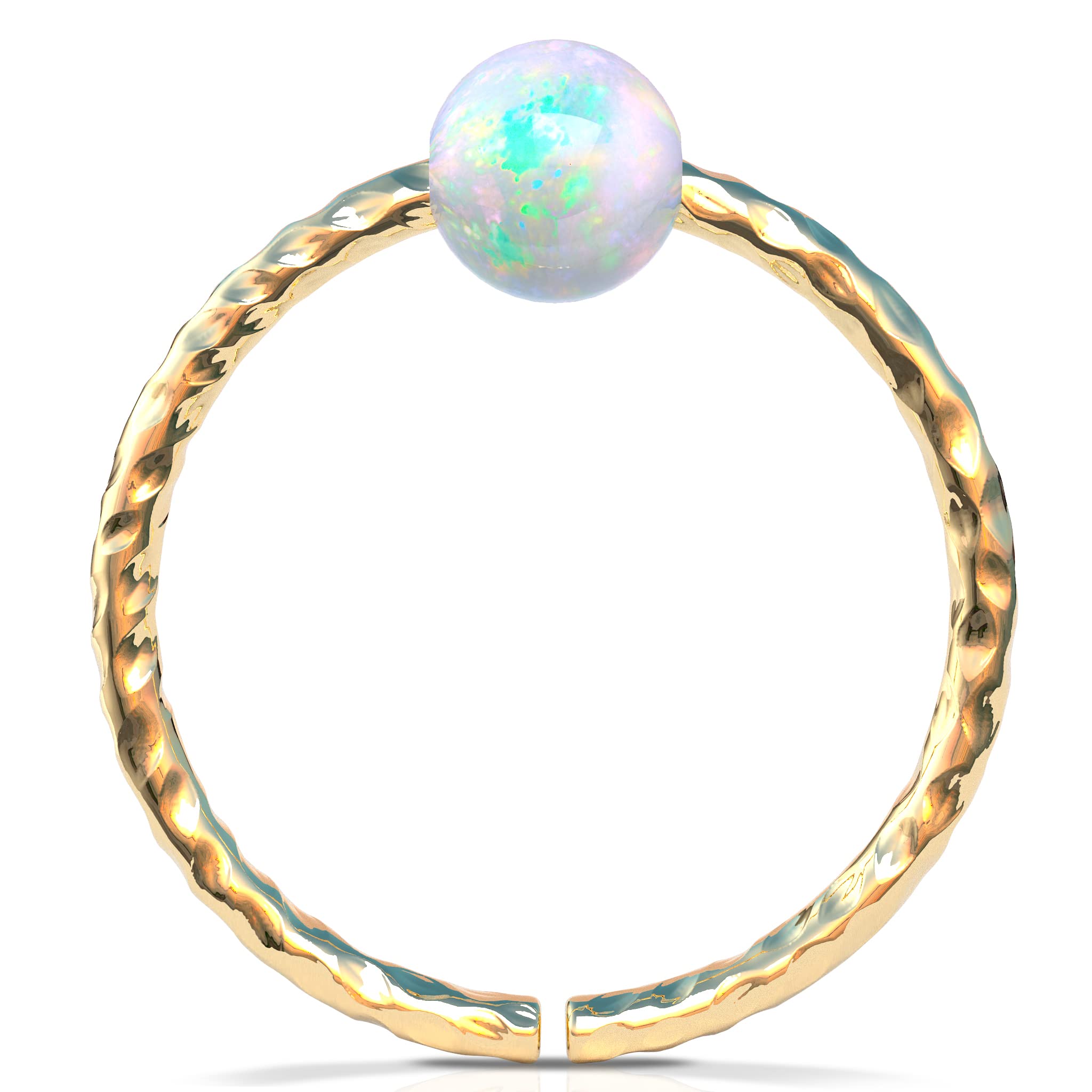 Gold Knorpel Ohrring - Dünn 20G 8mm Ring 3mm Weiß Opal - Gold gefüllt Helix Piercing Schmuck