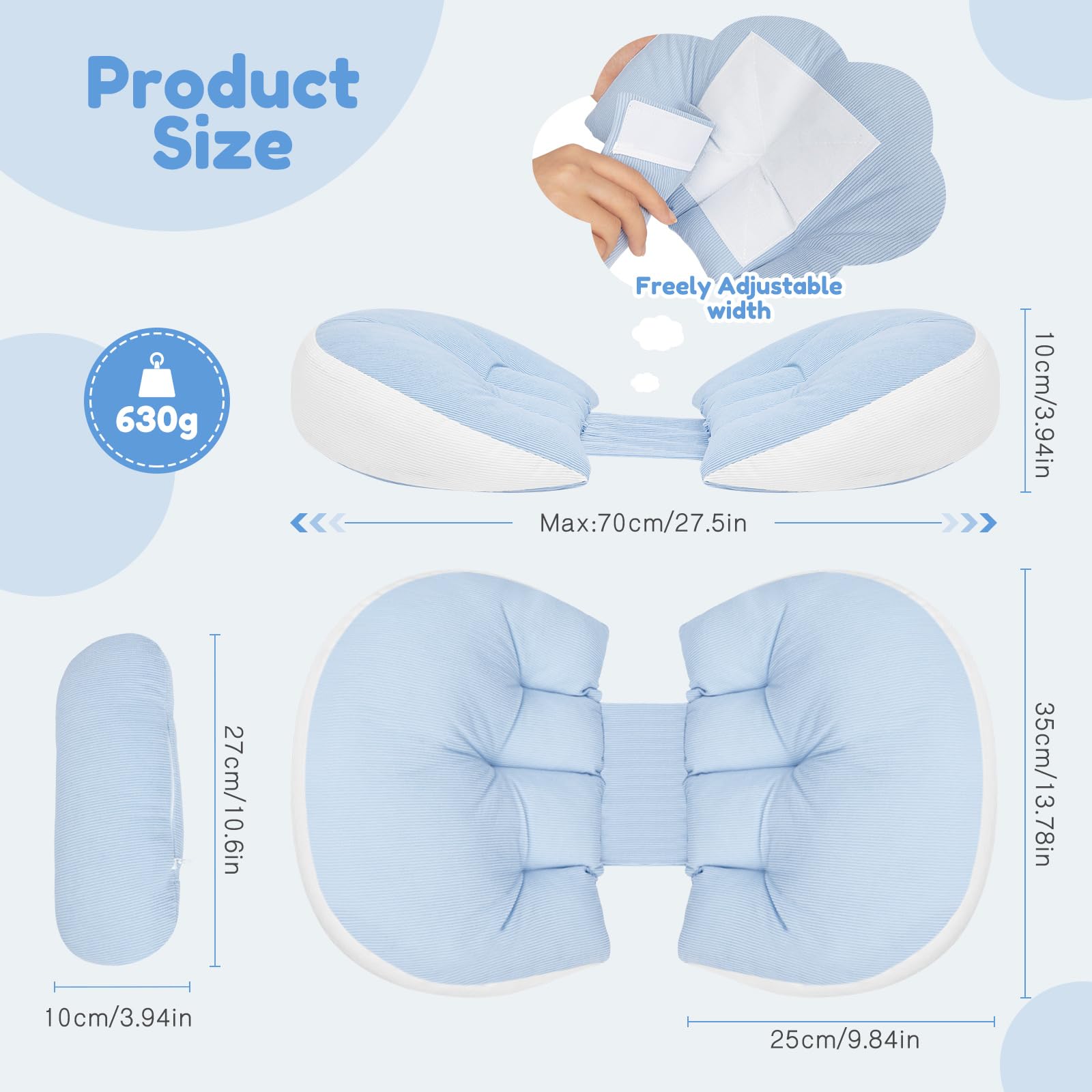 Pregnancy Pillow for Sleeping, do spania na bóle pleców, regulowana i przenośna poduszka do ciała dla kobiet i osób śpiących na boku