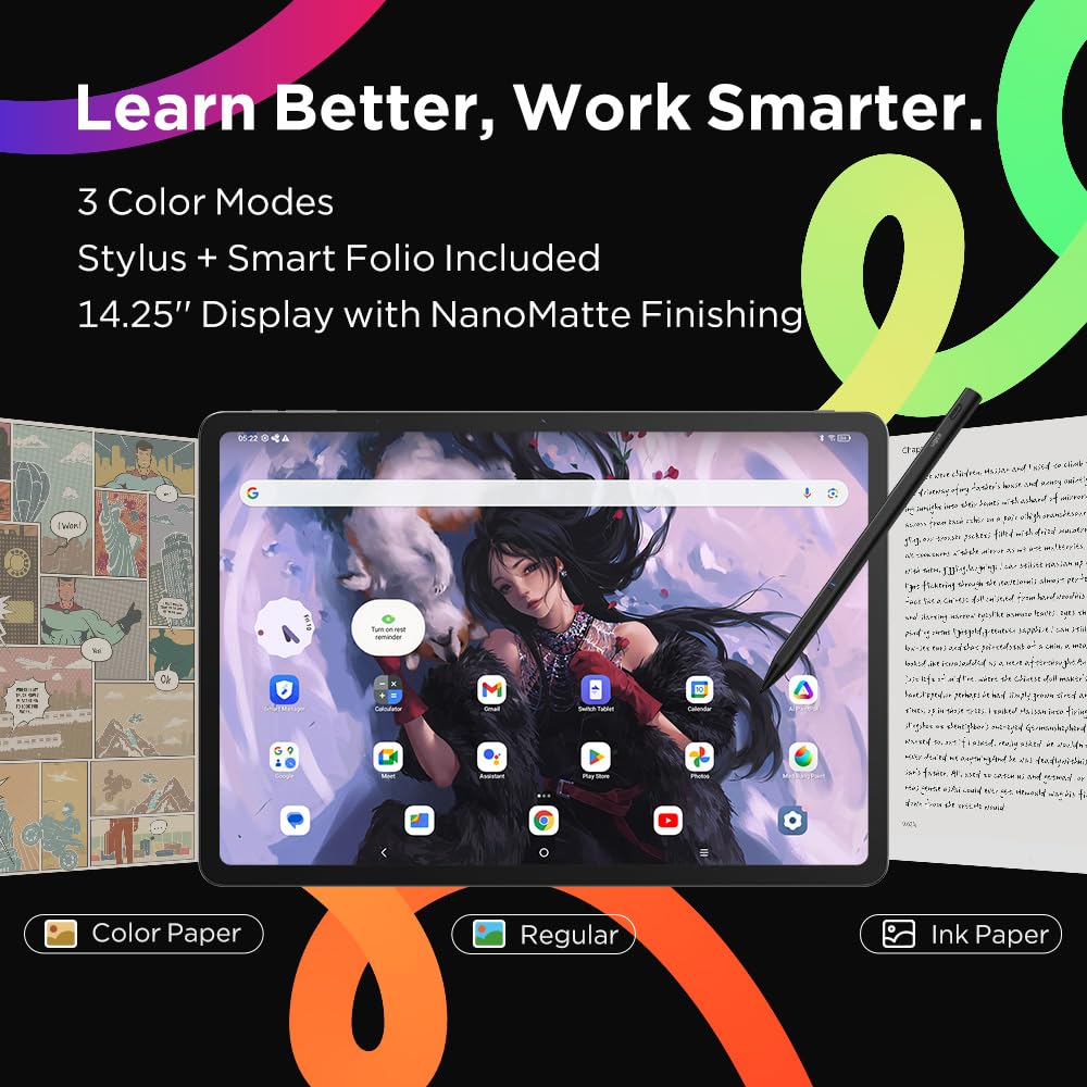 UGEE Almohadilla de dibujo divertida de 8 GB + 256 GB, tableta de dibujo independiente de 14.2 pulgadas sin necesidad de computadora, pantalla grande Ultra HD de 2.4 K con pantalla laminada completa,