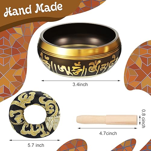 Miniatura 2 de BBTO Juego de cuencos tibetanos para curación de 3.4 pulgadas, cuenco de baño con sonido de meditación, 7 piezas de piedras de cristal de chakra,