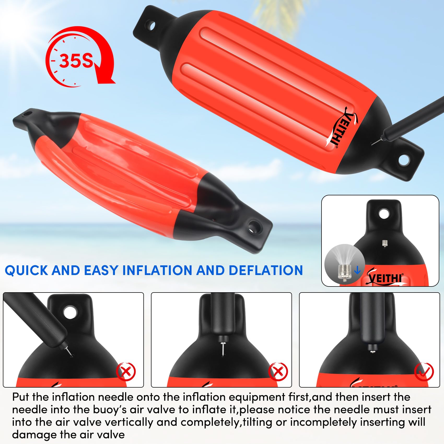 Leader Accessories Ribbed Boat Fender Bumper Pack Of 4 - 3/8 Lines