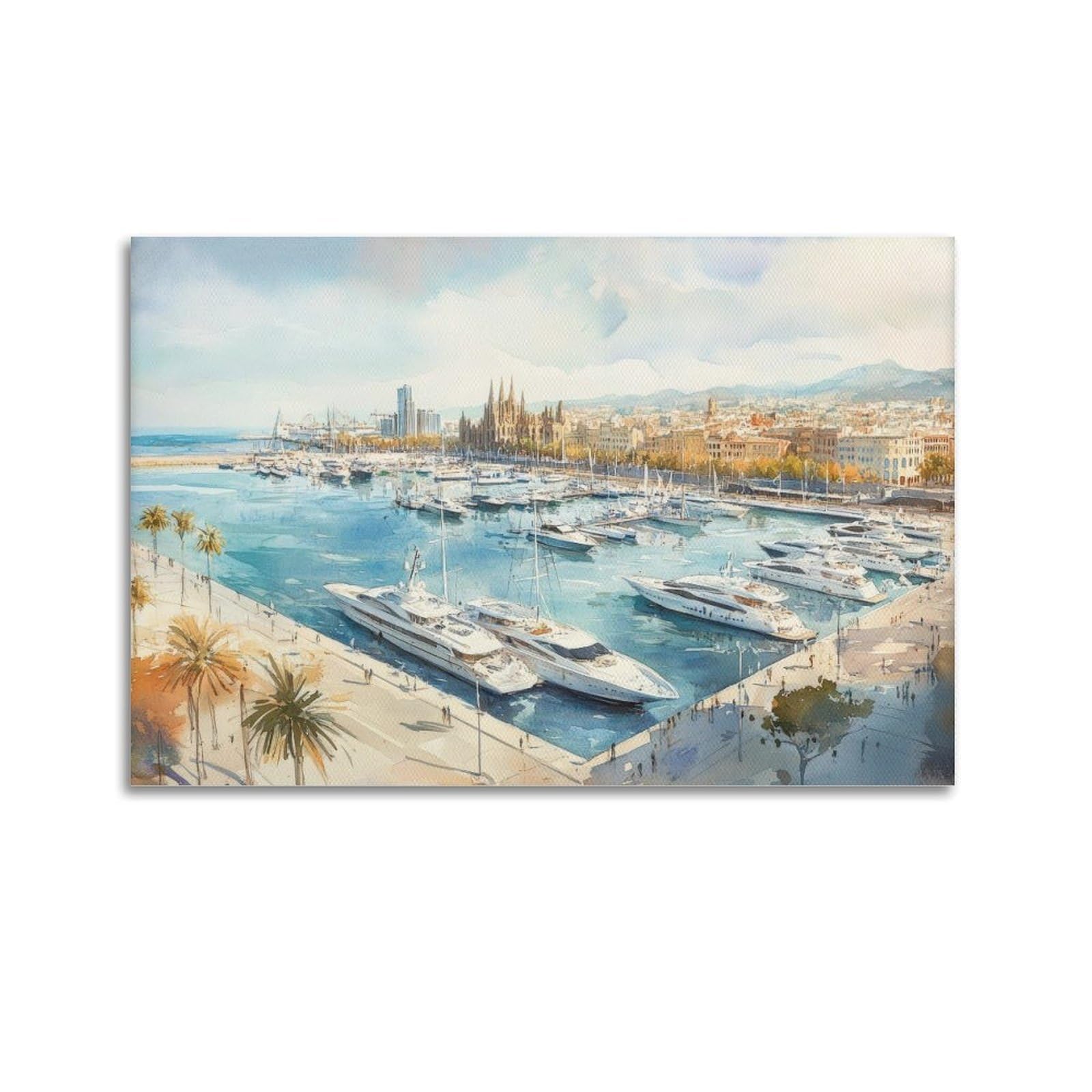 xiaoxiaoshen Barcelona Spain City Landscape Scenic Catalonia1 Canvas Poster Wall Art Prints Room Aesthetic Murals Bedroom And Living Decorations 16x24inch(40x60cm)