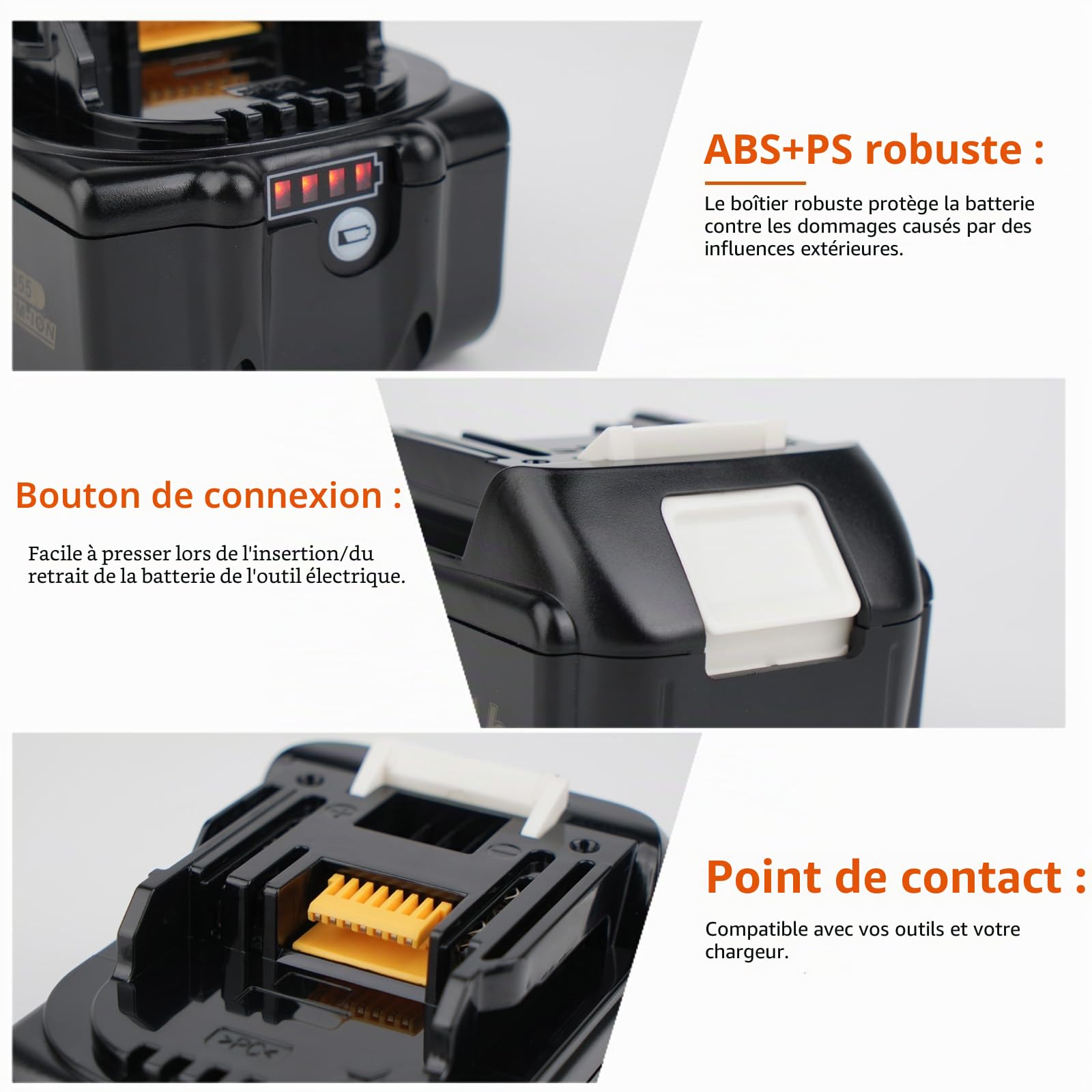 5,5 Ah Batterie de remplacement pour akkus Makita 18V avec chargeur DC18RC Compatible avec BL1860 BL1860B BL1850 BL1850B BL1840 BL1840B BL1830 BL1830B BL1815 BL1825 BL1835 BL1845 194205-3 194309-1