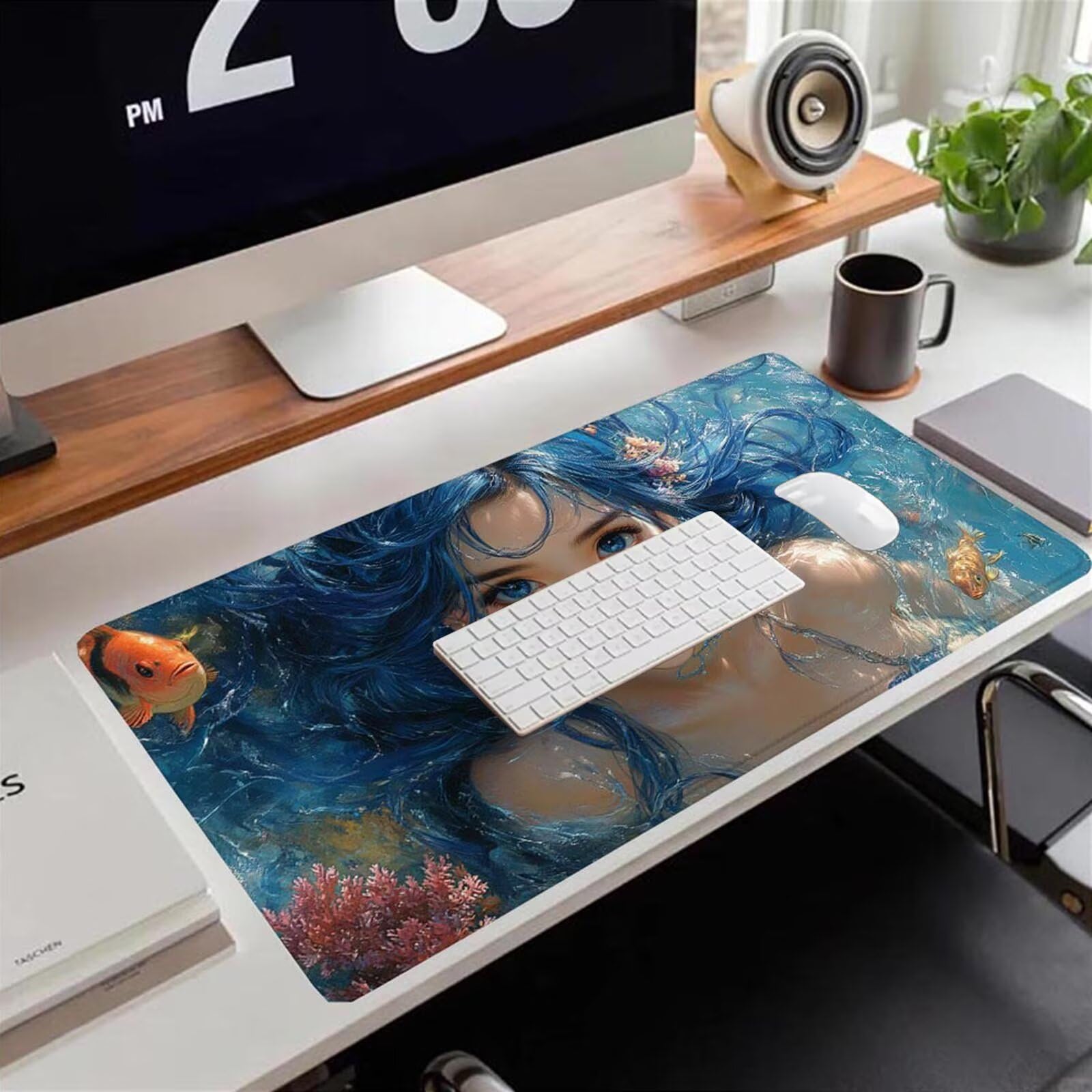Gamingowa podkładka pod mysz 1200 x 600 x 3 mm, XXL, wodoszczelna, odporna na ścieranie, z przyszytymi krawędziami, niebieska, podkładka na biurko, poprawia prędkość i precyzję pod laptopa, komputera
