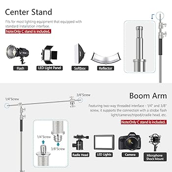 Amazon.com : NEEWER Pro 100% Metal C Stand Light Stand with
