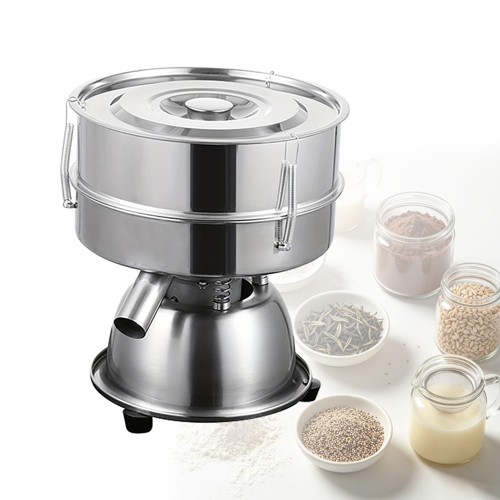 Genérico Mini Tamiz de Polvo Automático Malla 60 for Panadería Cocina | Máquina tamiz vibratorio agitador tamiz opcional for granos polvo granulado