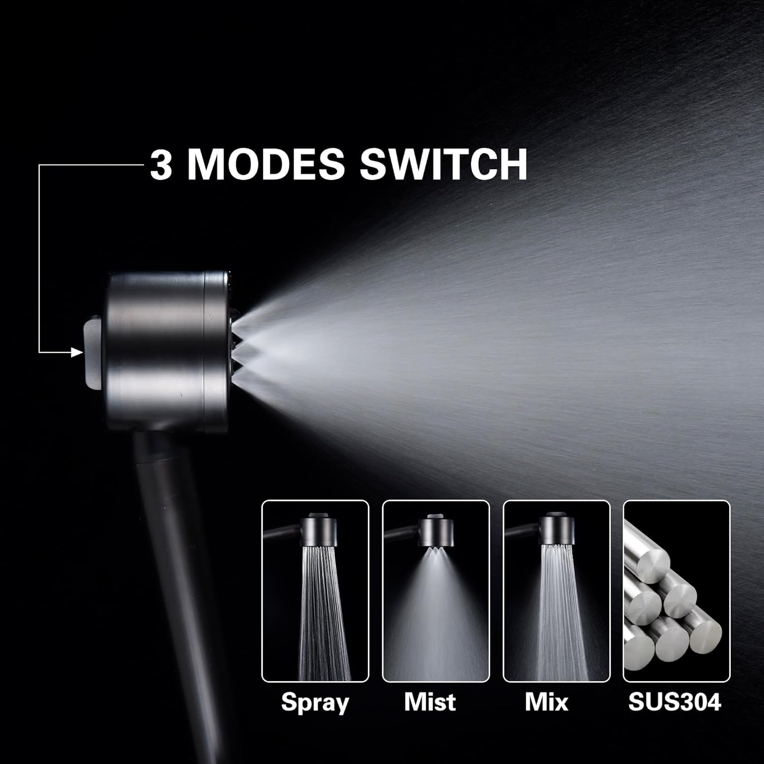 Shower Faucet - Shower Faucets Sets Complete, Shower System - Outdoor Shower Kit/Outdoor Shower Fixtures W/ SS304 Shower Head with 3 modes Handheld, Matte Black