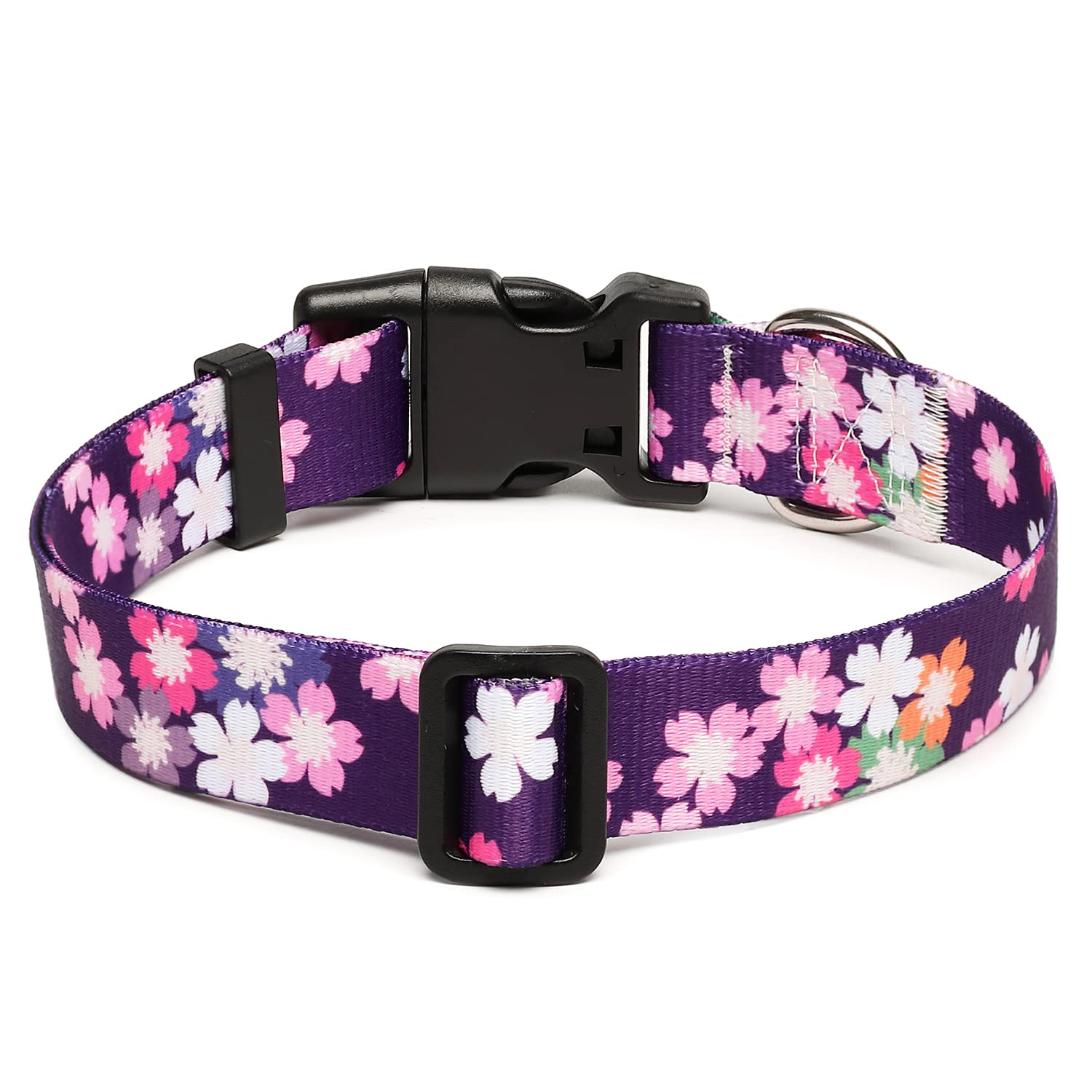 Mercano Collare per Cani, Morbido Regolabile Leggero Comfort Collari per Cani, Gatti, Cuccioli di Taglia Piccola Media Grande (M, Fiori Rosa)