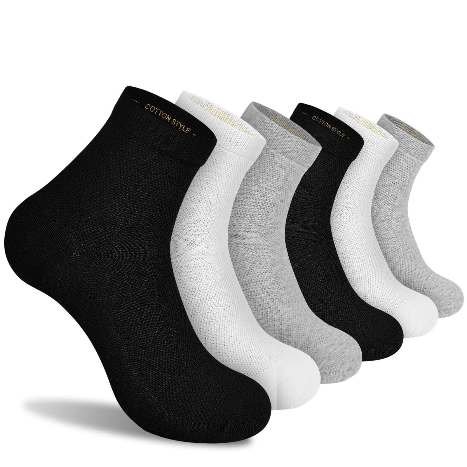Gogogoal 6-paia Calzini da quarto in cotone Uomo Donna, antiodore traspiranti, Leggero crew Calze corsa commercio casual lavoro 36-42 43-49 Primavera Estate Autunno