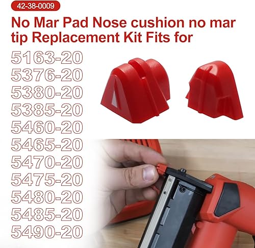 Miniatura 4 de seork 42-38-0009 Kit de repuesto de cojín de nariz sin marcar pad para Milwaukee 2540-20 M12 12V calibre 23 compacto clavador inalámbrico, juego de 8