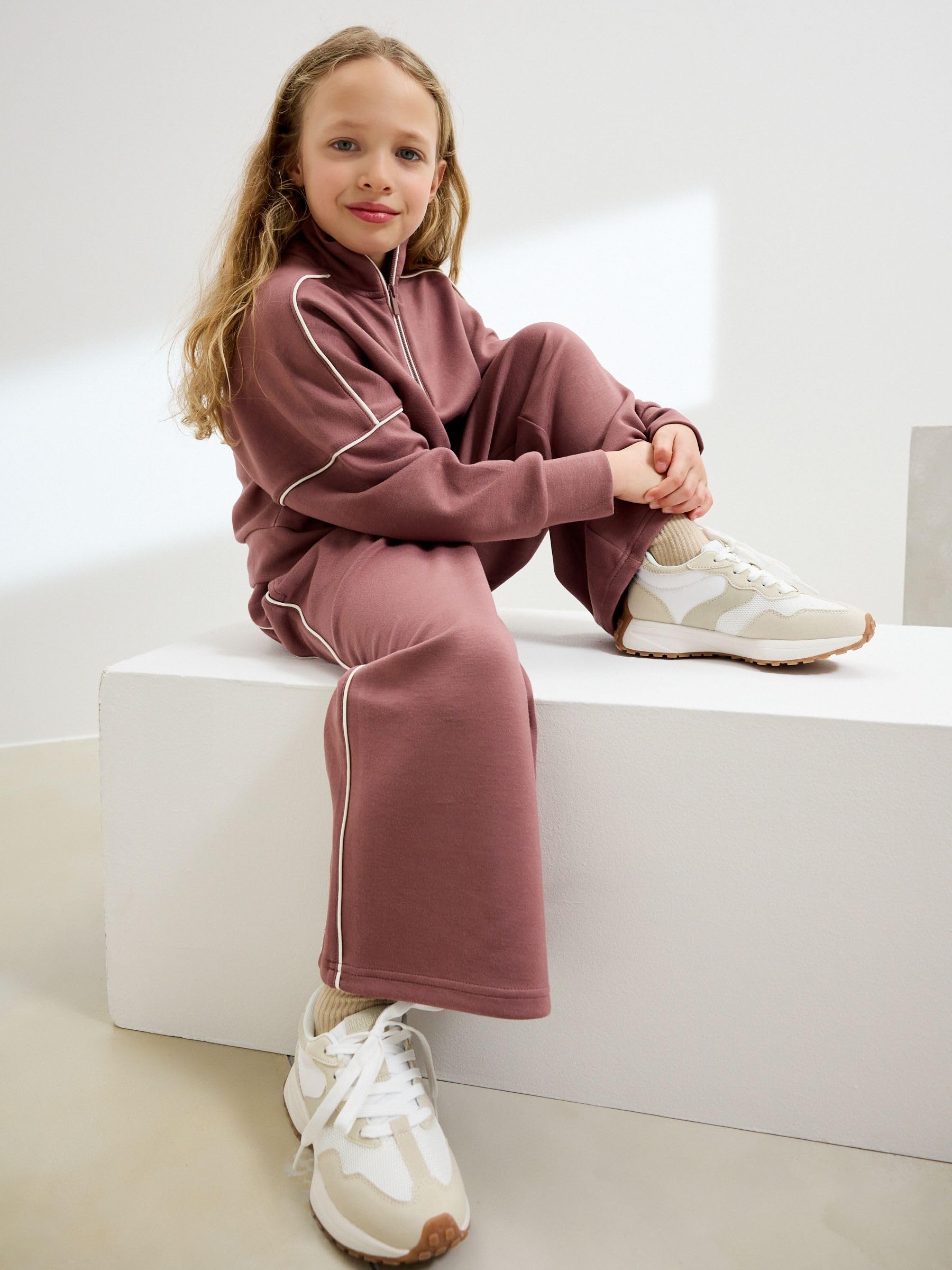 NEXT Fille Ensemble pantalon de jogging large et sweat ras du cou zippé