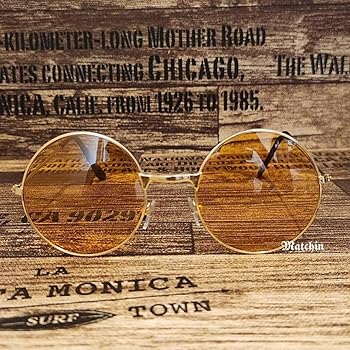 木製フレーム ラウンド型メガネ オレンジ ラウンド サングラス / M / オレンジ ブロンズ / メンズ