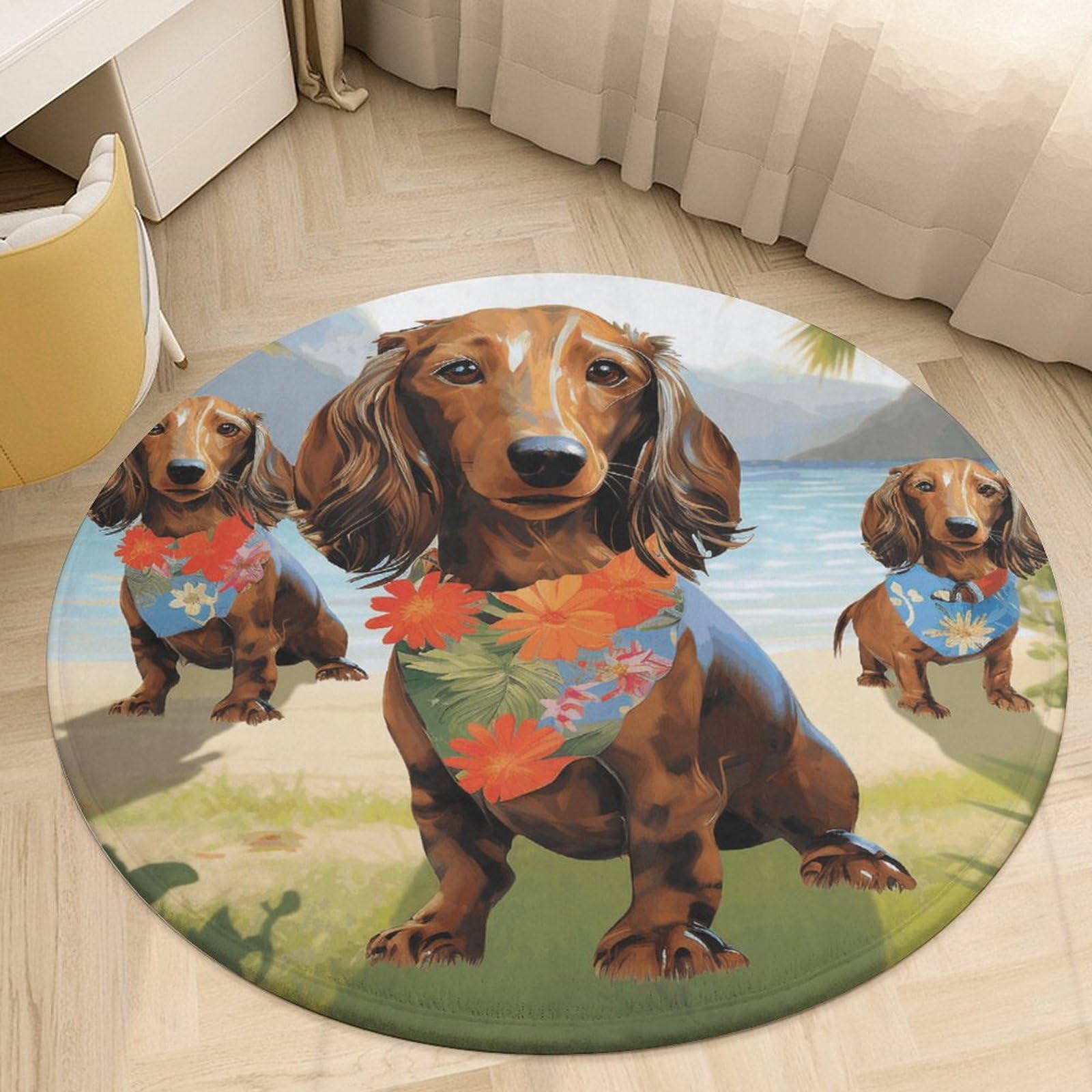 Tapis rond antidérapant de 90 cm lavable pour chevet