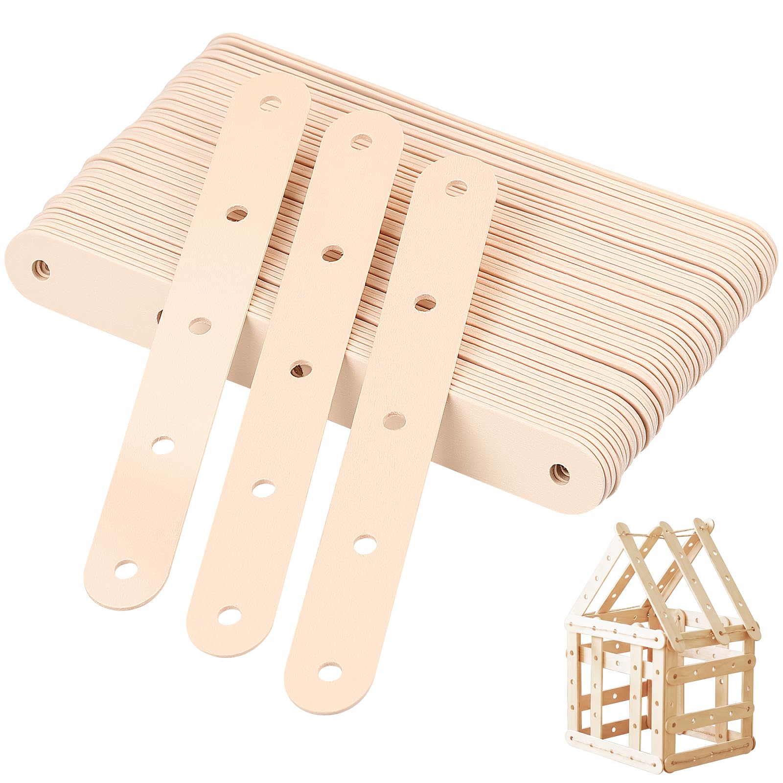 Amazon.com: Healifty Wooden Craft Sticks with Holes, 50 Pcs