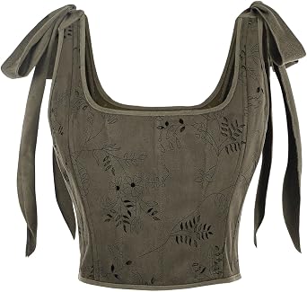 Nuoqi Renaissance Corset Women Pirate Corset Top Floral Overbust Boned Bustier Bodice