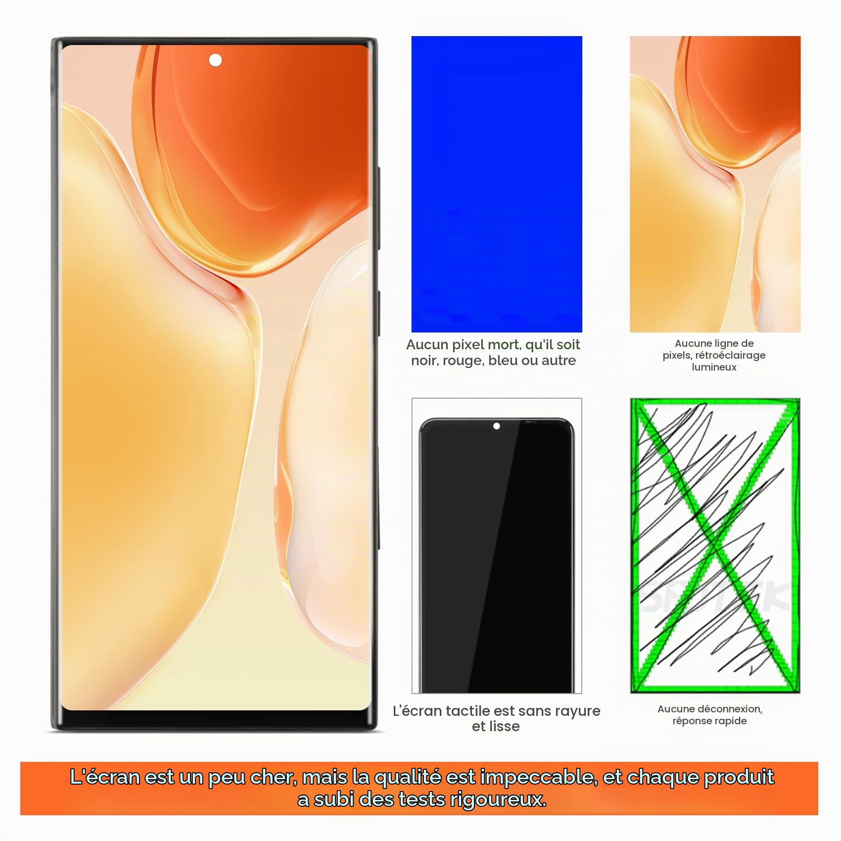 AGCUT (US Version, SM-S918U) Écran LCD pour Samsung S23 Ultra 5G SM-S918U1 6,8 Pouces LCD Display Affichage Digitalizer Ecran Tactile Assemblée avec Outils (Noir avec Cadre, sans Empreinte)