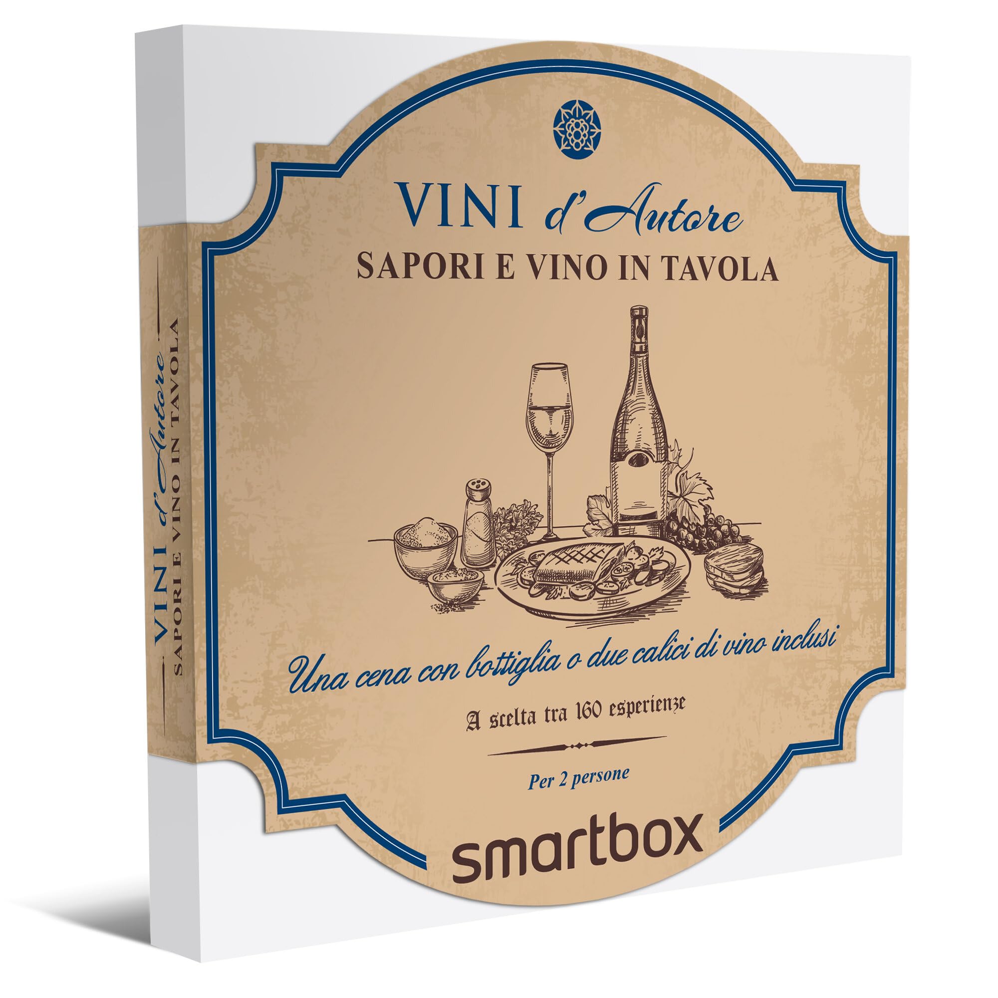 SMARTBOX - Sapori e vino in tavola - Cofanetto regalo - 1 cena con bottiglia o due calici di vino inclusi per 2 persone