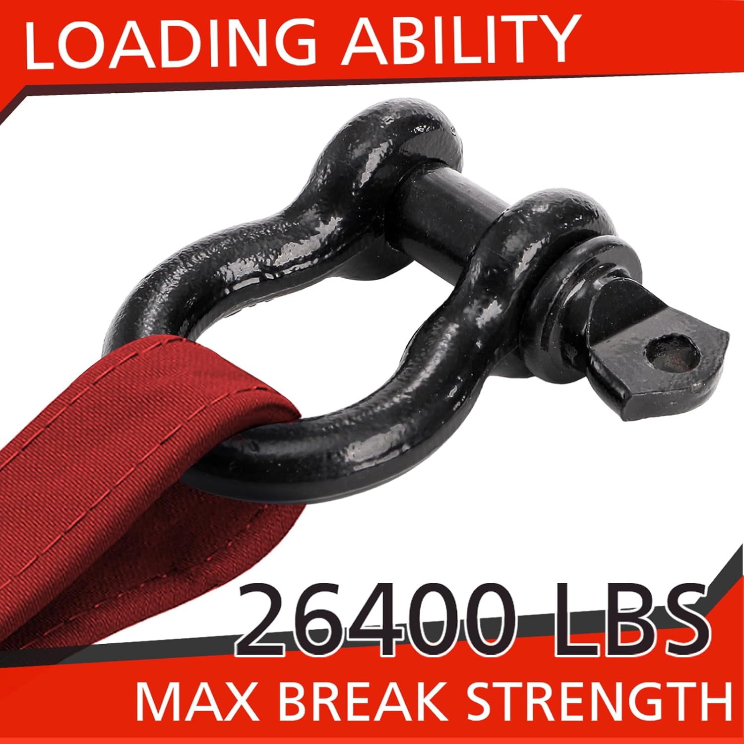 Bekith 6 Pack 1/2" D Ring Shackle 2.0 Ton (4,000 lbs) Capacity with Screw Pin, Heavy Duty D Shackles for Tow Strap, Winch, Off-Road Truck Vehicle Recovery, Black - Image 5