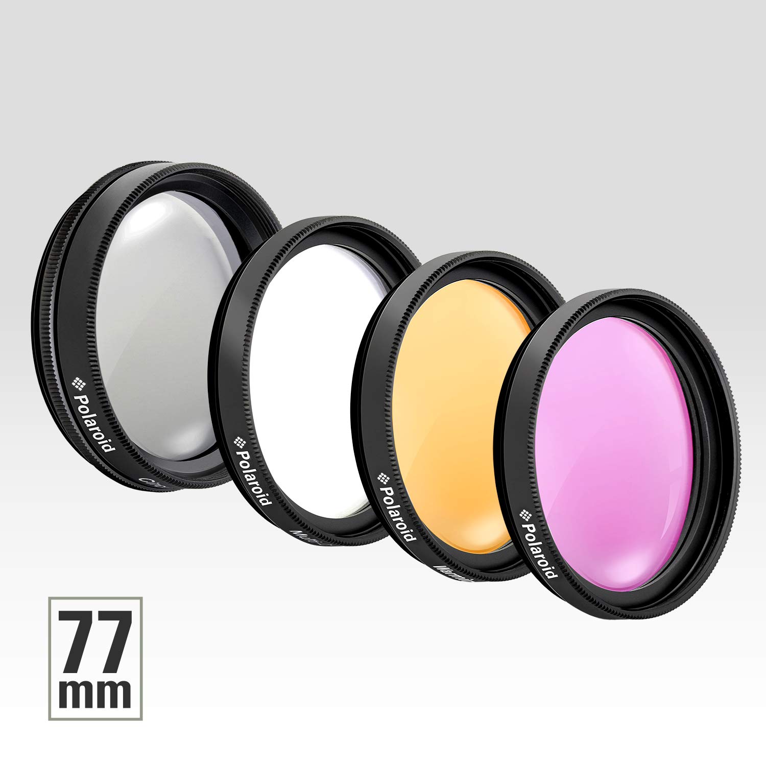 Polaroid Optics juego de filtros de 77 mm de 4 piezas (UV, CPL, FLD, WARMING)