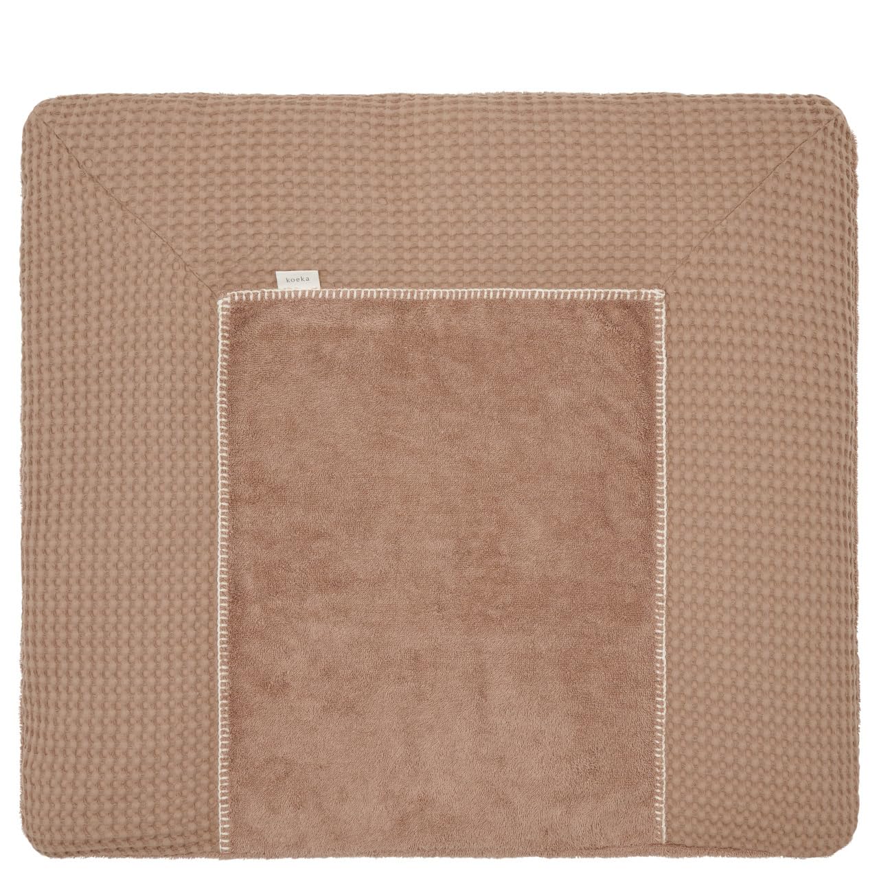 Koeka Changing Mat Cover, Fitted Cover for Changing Mat, Amsterdam, Waffle Fabric Made of Cotton, Breathable, Washable, Caffe