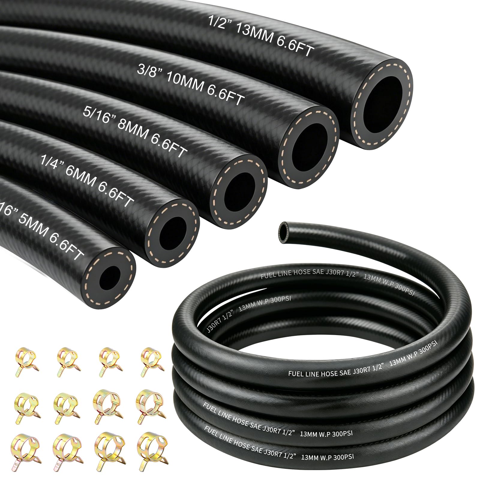 smseace 55pcs 6.6Ft 5-Size Fuel Line Hose Kit - belts hoses and pulleys automotive | Mubboo