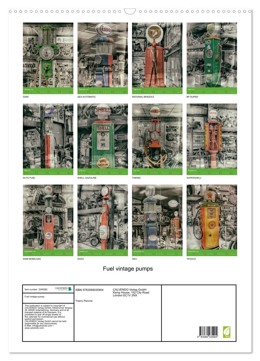 Fuel vintage pumps (Wall Calendar 2027 DIN A2 portrait), CALVENDO 12 Month Wall Calendar: Photographs of old fashioned petrol pumps