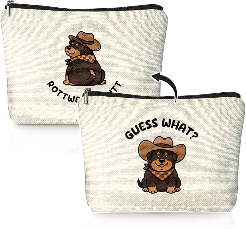 Necessaire de maquiagem LIANGW com zíper, estampa 04-Rottweiler, Modelo 671