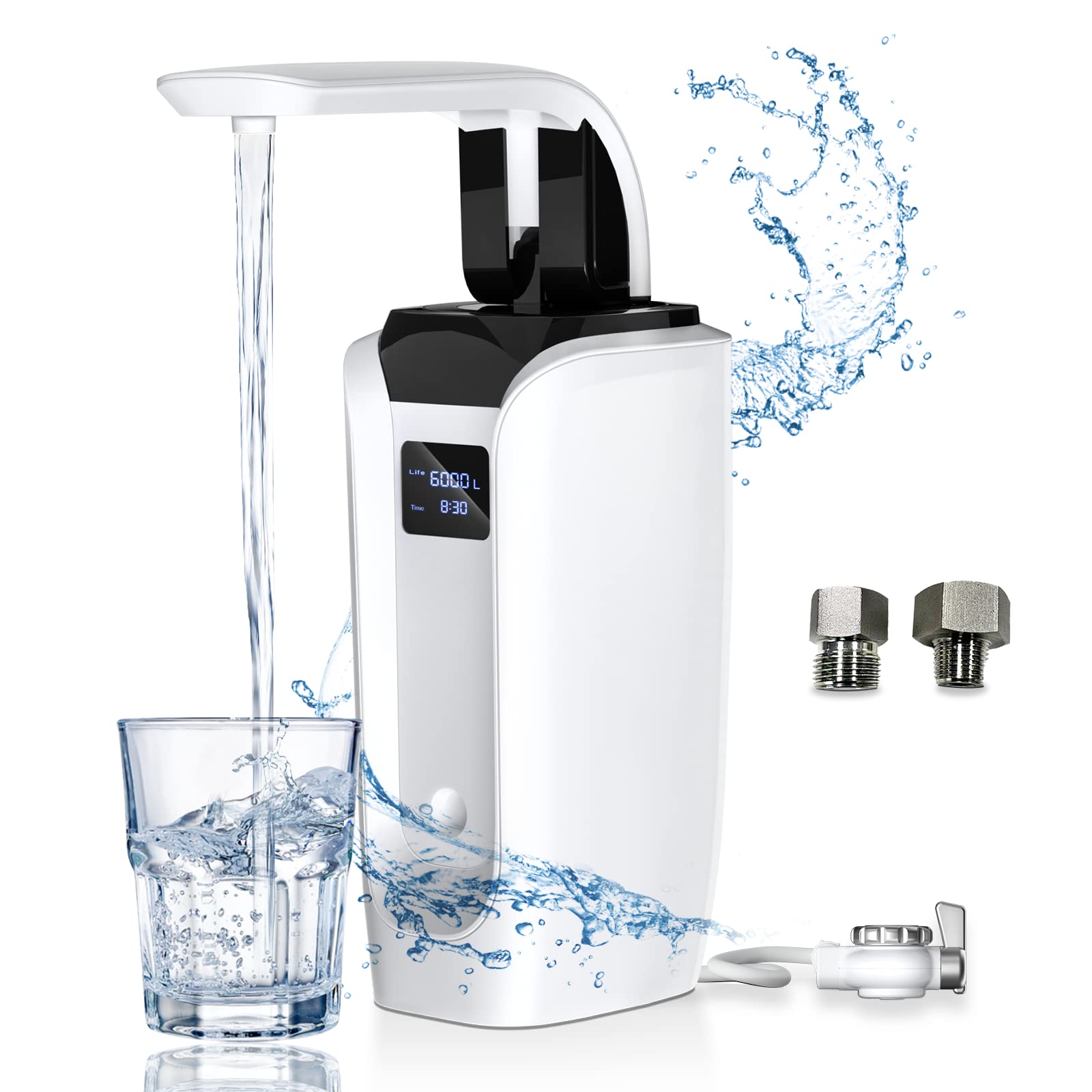 LamonLW-03 Countertop Water Filter System, 0.01 μm Ultra Filtration 6-Stage Countertop Alkaline Faucet Water with Filter 3/8" Tee Fitting