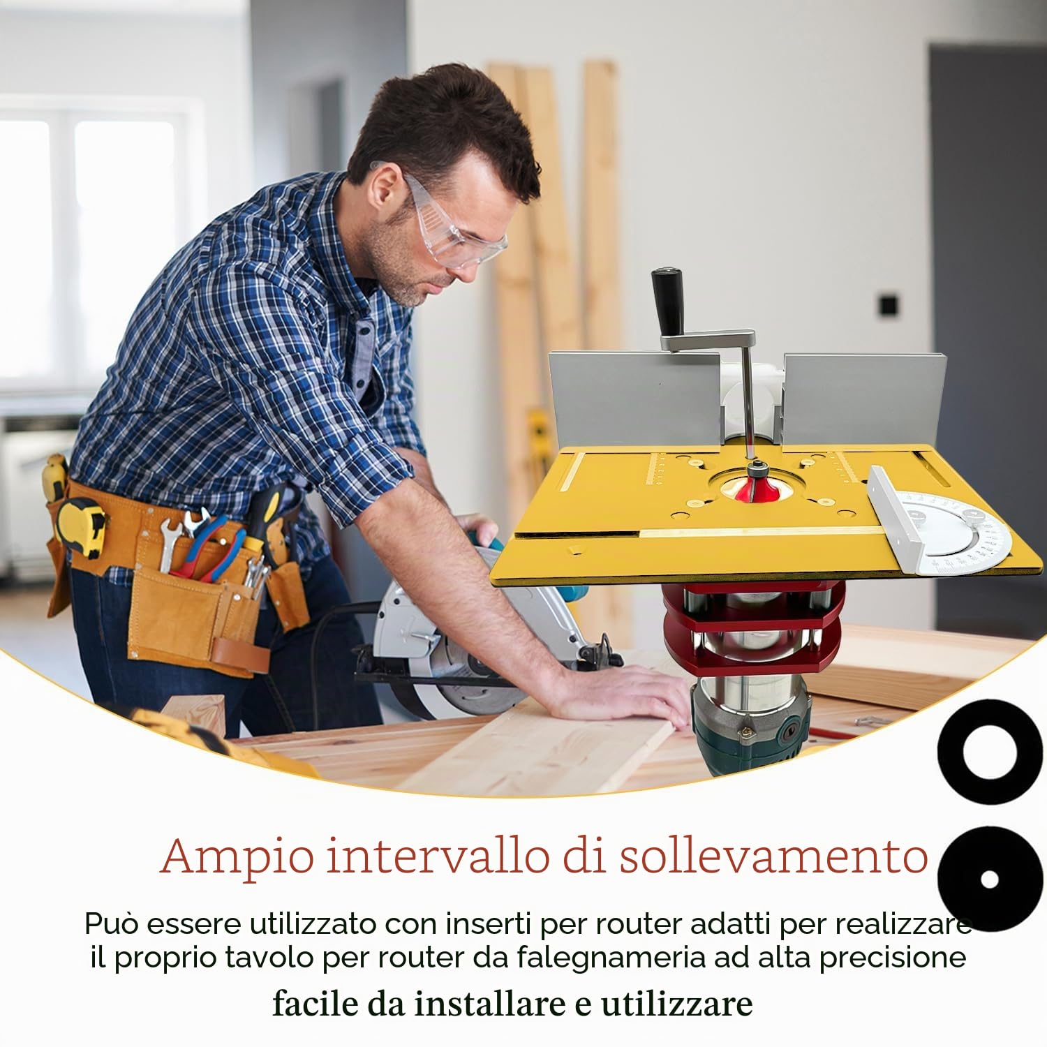 Set di Piastra Fresatrice da Banco in Alluminio, Piastre per Fresatura con Router Lift, Accessori per Fresatrice per La Lavorazione Del Legno(oro)