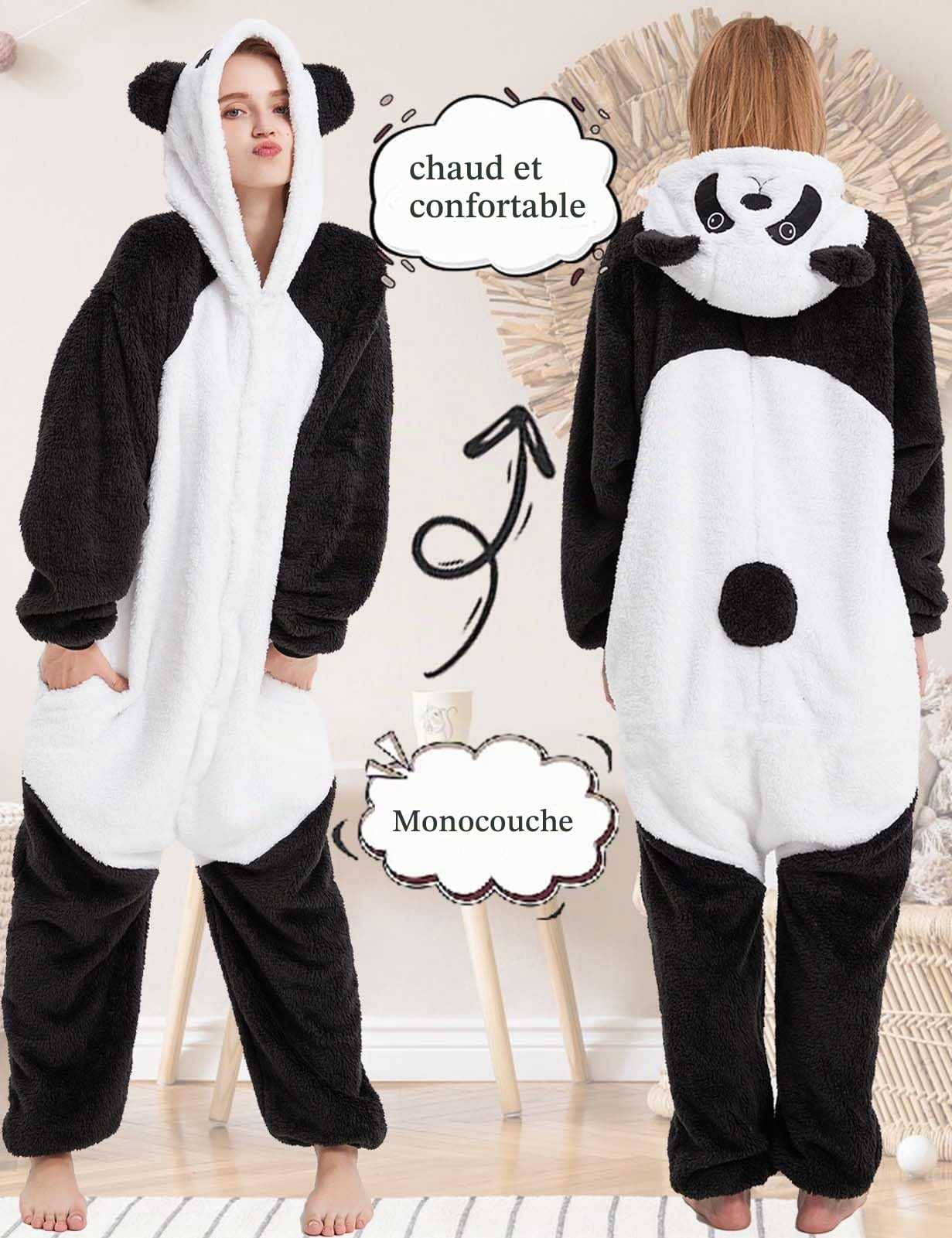 chuangminghangqi Combinaison Unisexe Adulte Pyjama Animal Cosplay Deguisement Kigurumi Pajamas Carnaval Costume Vêtements De Nuit