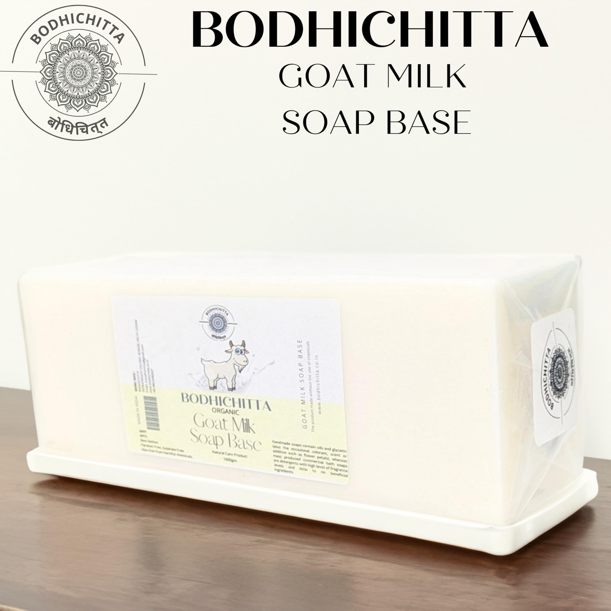 Bodhichitta Ultra Clear Transparent Glycerin Soap Base & Goat Milk Soap For Moisturising Skin Soap Base Combo for DIY Soap Making Pack Of 2 (1000g each) 1