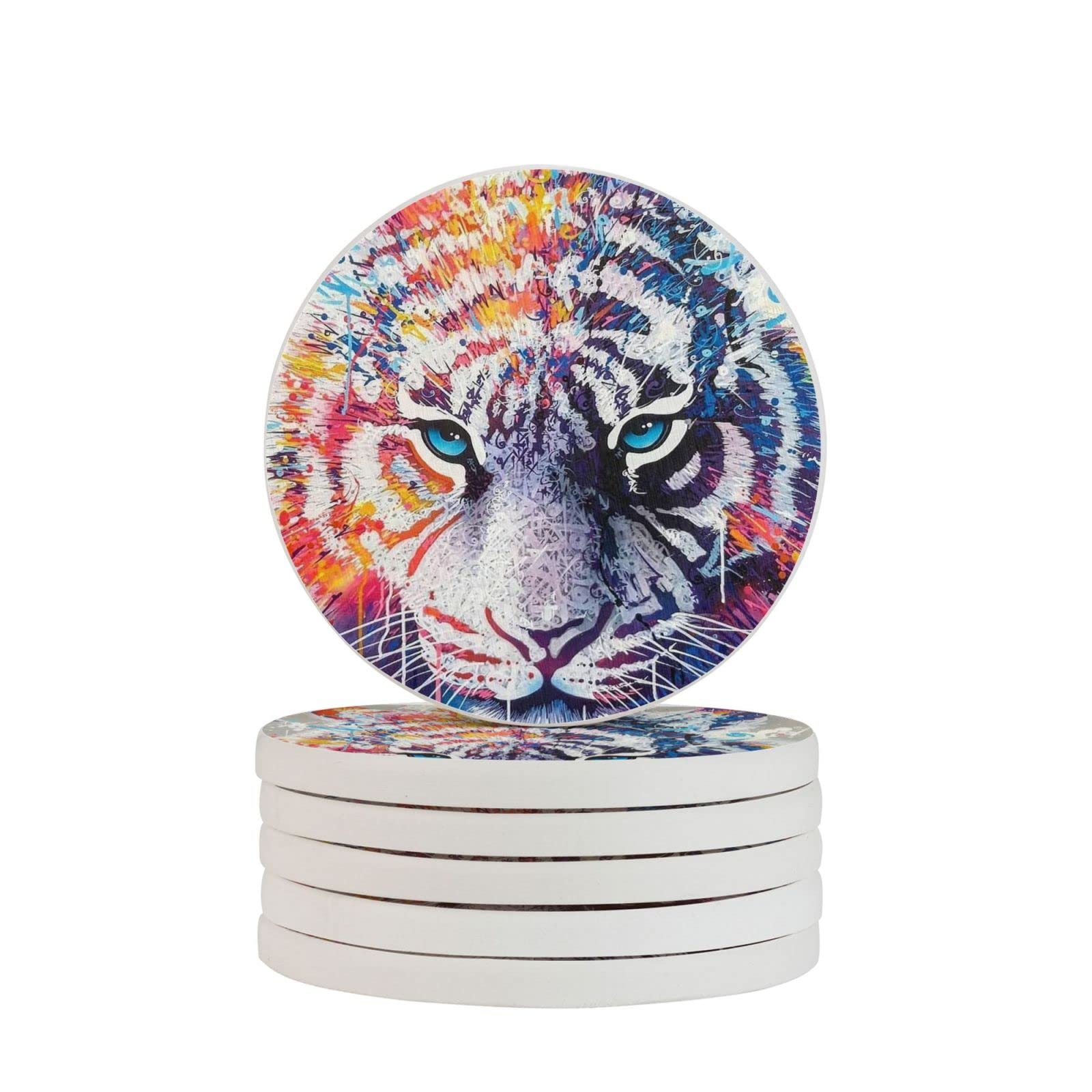 Sous-verres ronds en diatomite Tiger Fashion 10 cm ultra absorbants pour table basse