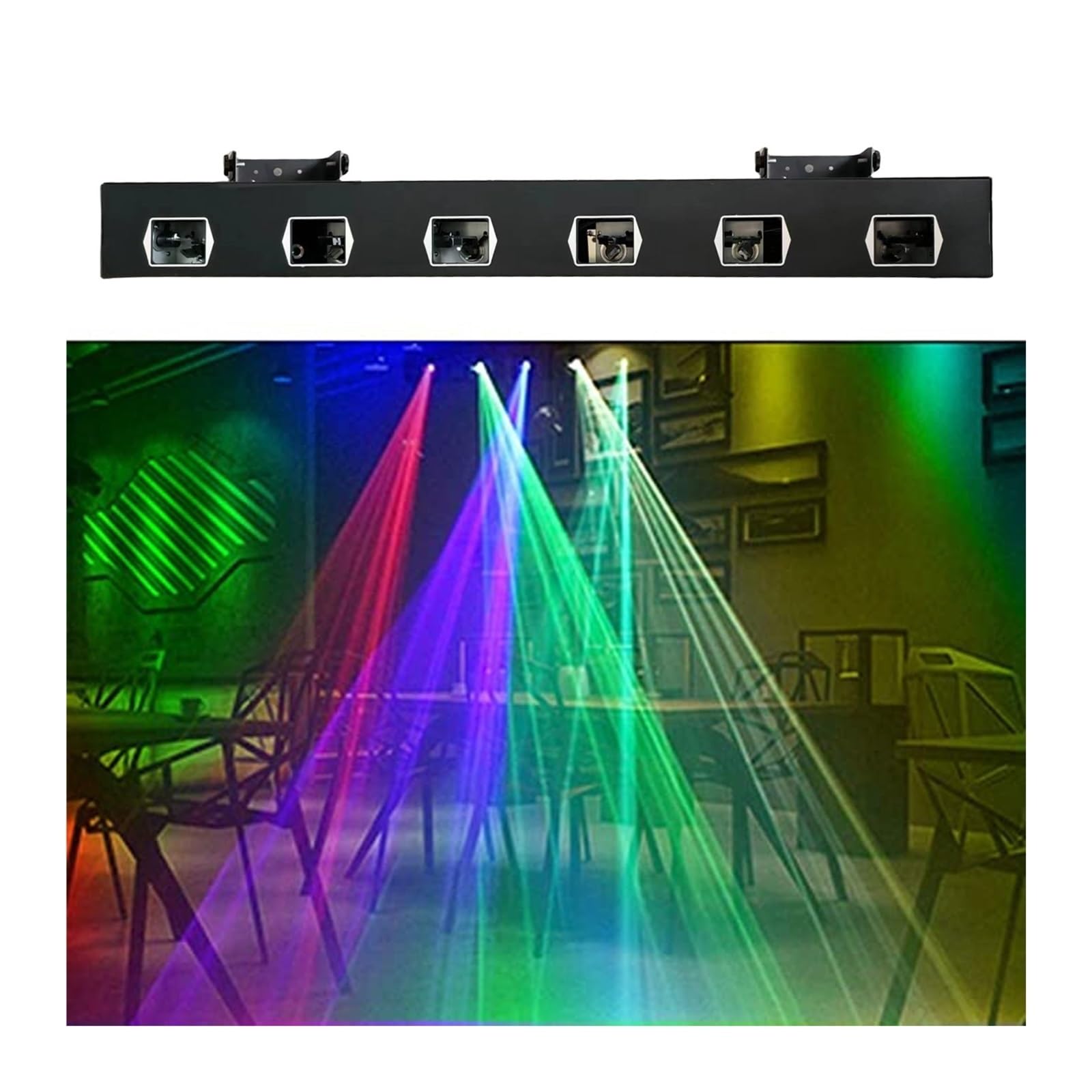 Światła sceniczne LED, 6 otworów LED Light RGBYC Kolorowy wzór linii wiązki światła DJ Disco Party Sterowanie DMX Muzyka Światło Do Tańca Urodziny Bar na wesele