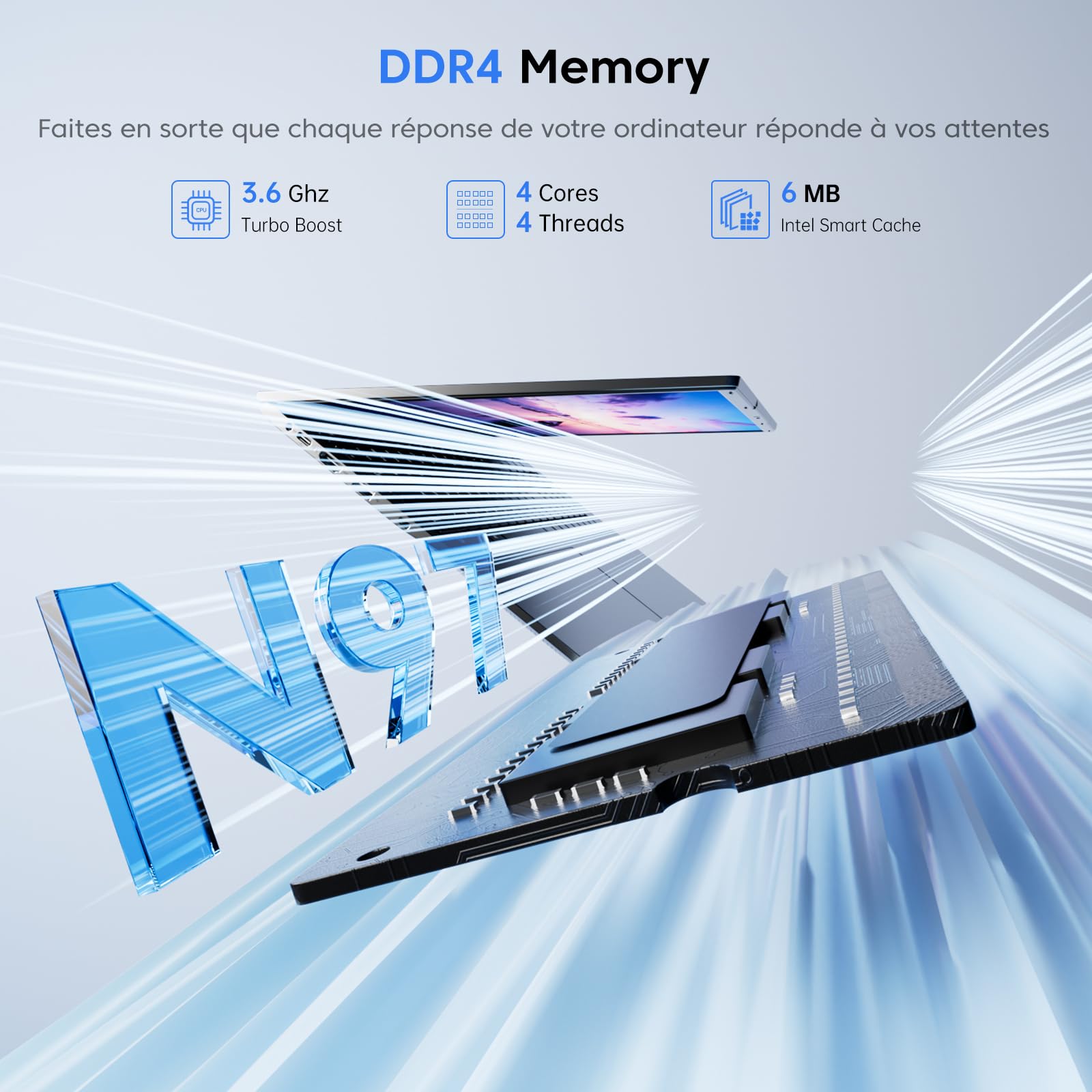 Ordinateur Portable 17,3 Pouces, Pc Portable Avec Fréquence Maximale 3,6 GHz, 16 Go De Mémoire DDR4, SSD 512 Go, Wi-Fi 5 Et Bluetooth 5.0, Batterie 6000 mAh, Idéal Pour Le Bureau Et Le Divertissement