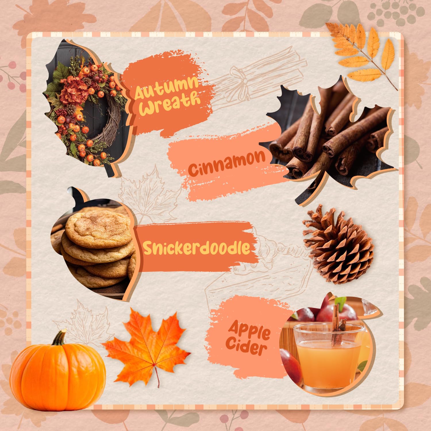 SALKING Autunnale Set di Tart Profumate Cera per Lampada Profumata, 100% Cera di Soia Naturale, Candela Profumata per Ambienti, set Regalo di Profumi di Zucca e Cannella per Halloween, Natale, 8 pz.