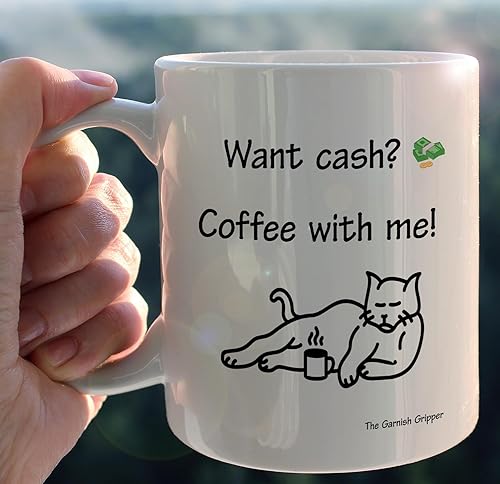 Miniatura 3 de Quieres dinero Café conmigo - Taza de café - divertida taza de gato maullido - taza de gato perezoso regalo divertido para papá, madre amiga
