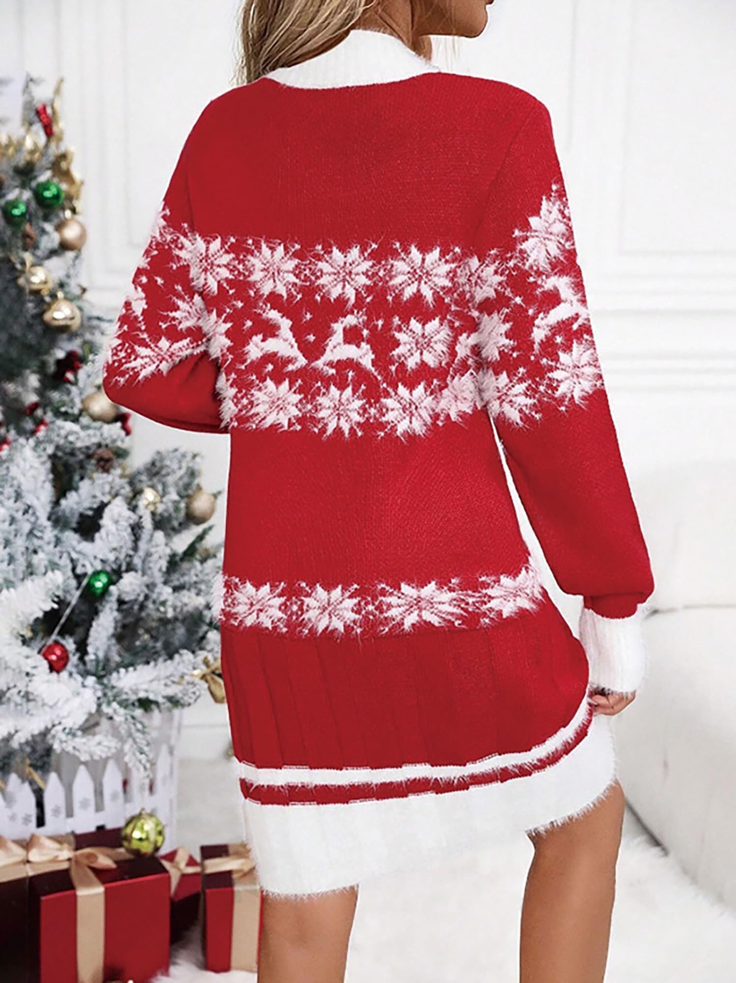 Abito Maglione Natalizio Per Donna Maglioni Natalizi Con Fiocco Di Neve E Alce Maglioni Midi Larghi Casual Da Donna Per Autunno Inverno