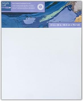 Artist's Loft 24 x 30 Level 1 Back Stapled Traditional Canvas - Acid Free Cotton Canvas for Paint, Acrylic, Oils - Bulk 6 Packs