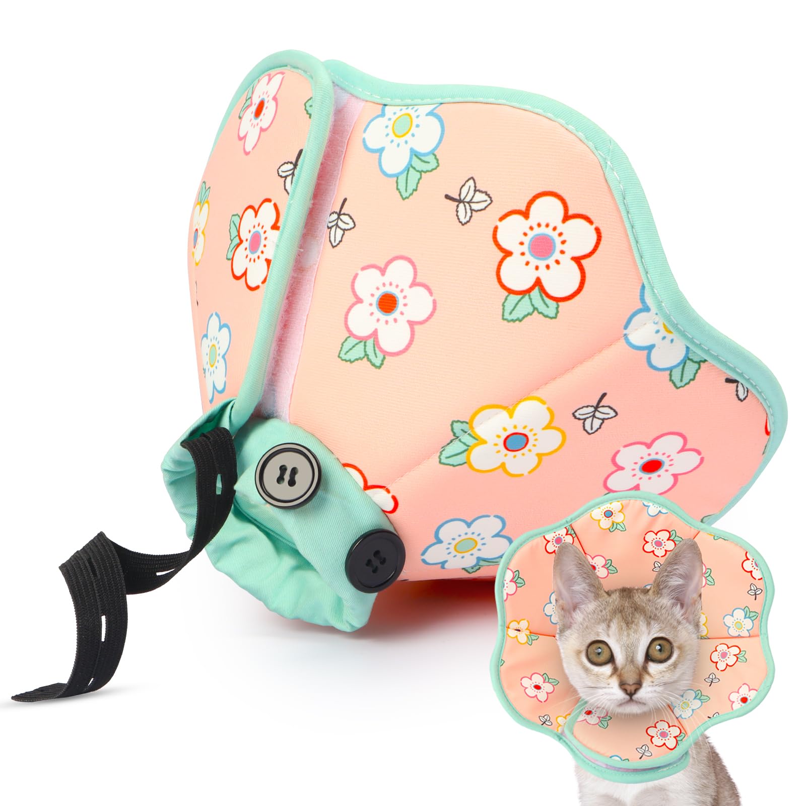 Cat Cone Collar Soft for Wound Healing for Small Cats(Singapura Devon Rex), Air Breathable Neck Recovery Cone Anti Scratch Licking, Adjustable Surgery