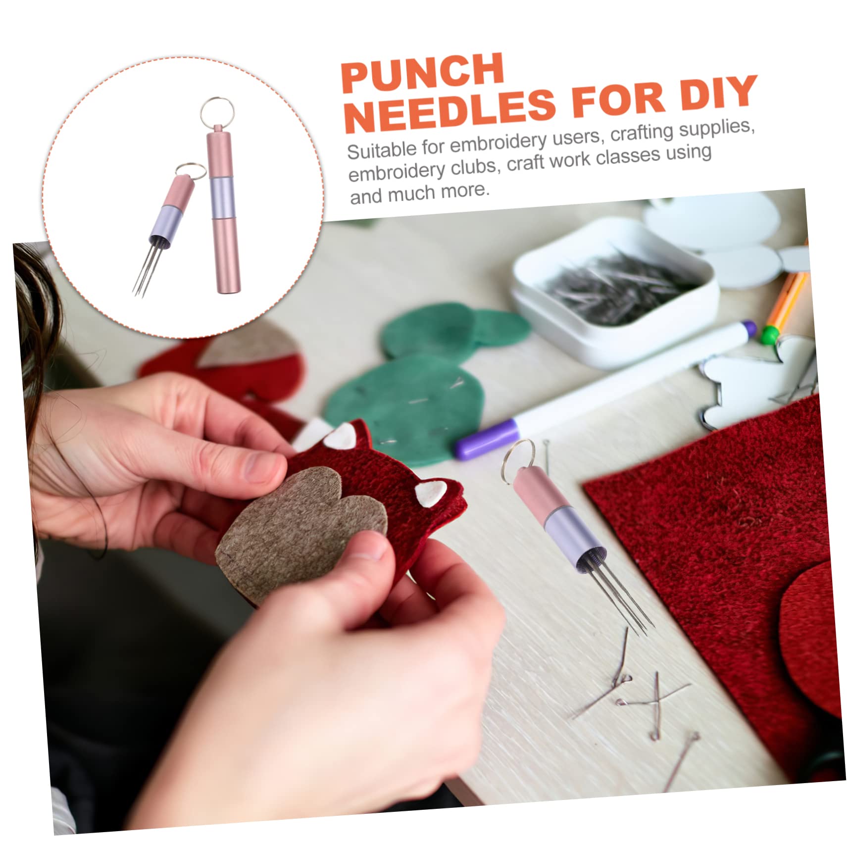 TEHAUX 5juegos Punzón Para y Manualidades Herramienta De Punch Needle Mango Ergonómico Ropa Cojines