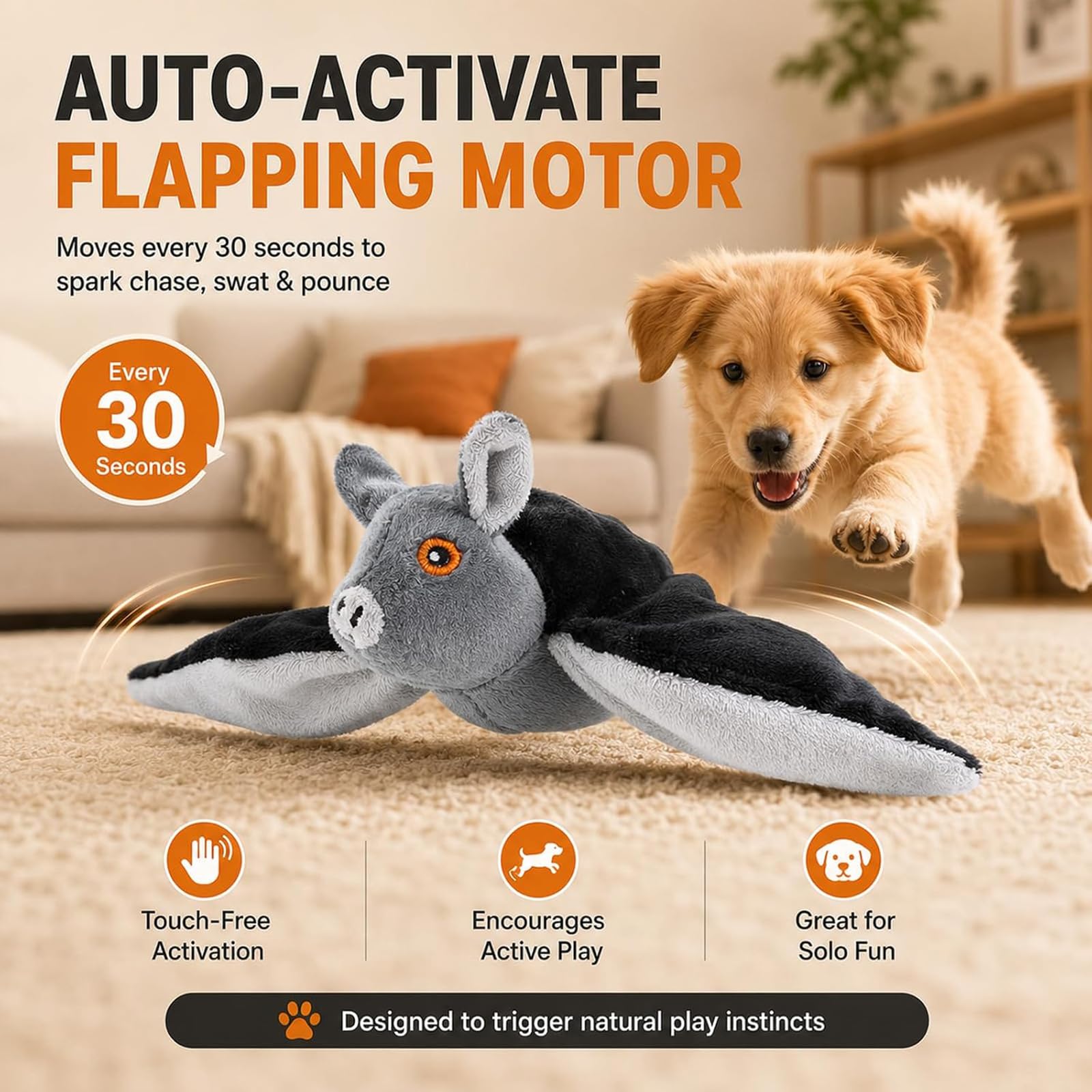 Juguete de murciélago Volador para Perros y Gatos, Juguete Interactivo con alas Que aletean, (3pcs)