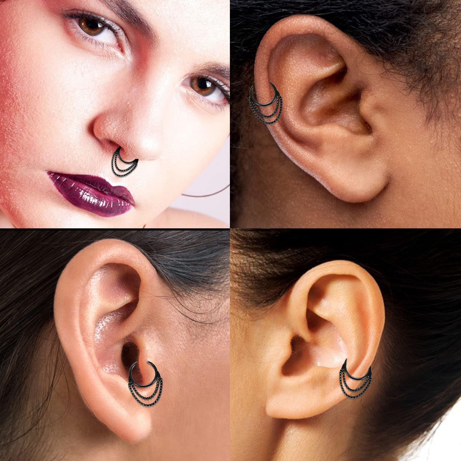 hengkaixuan Unique Animal Shape Septum Nose Ring Septum Jewellery 16G Daith Earrings Surgical Steel Nose Hoop Septum Clicker Conch Piercing Jewellery Rook Helix Tragus Cartilage Lobe Hoop Earring — view 4