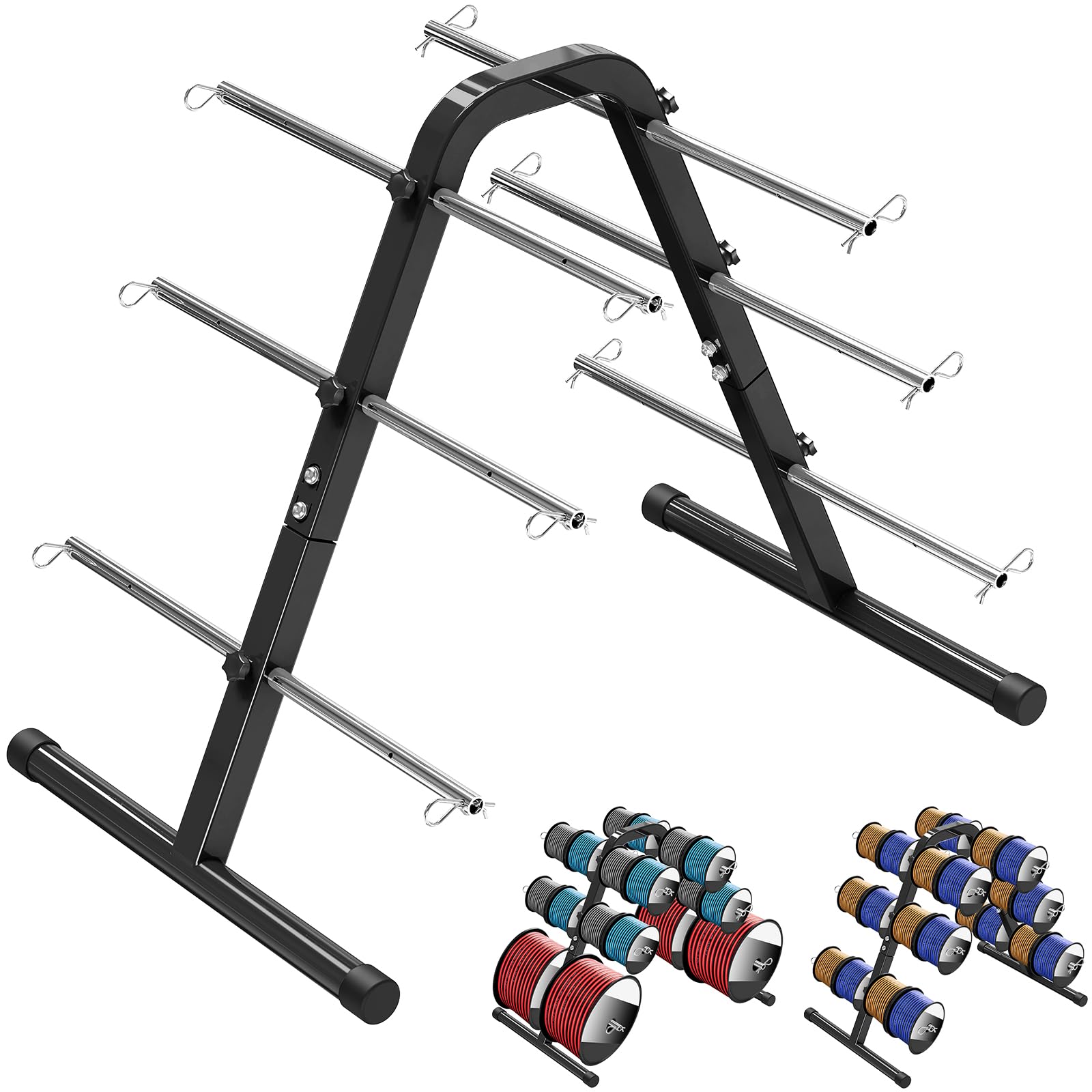 SELEWARE Portable Wire Spool Caddy, Heavy-Duty Cable Dispenser with 6 Rods