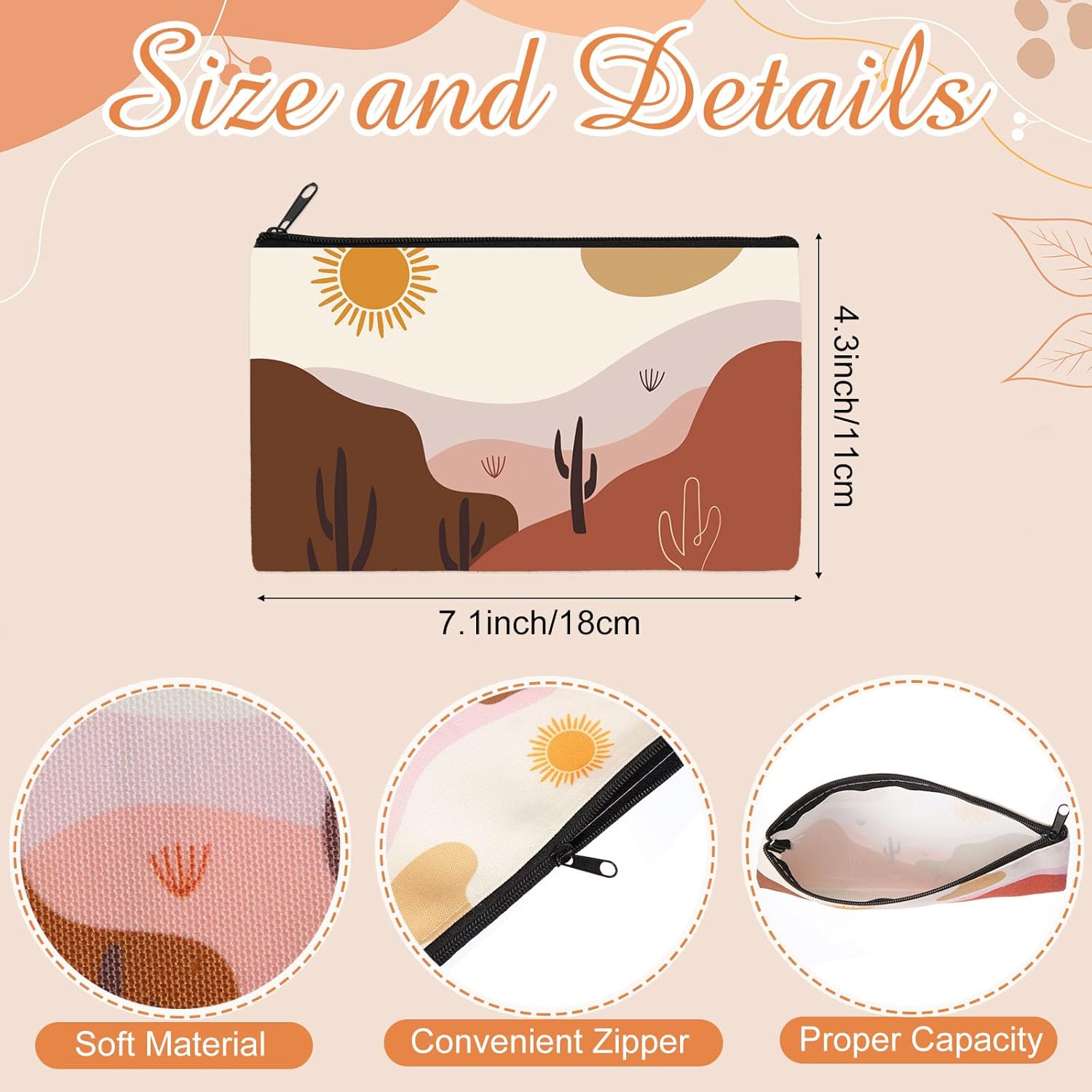 Reginary 20 Pieces Cosmetic Bag for Women, Roomy Makeup Bags with Zipper Toiletry Bag Pouch Travel Accessory Organizer Gifts, 7 x 4.3 Inches(Boho) - Image 4