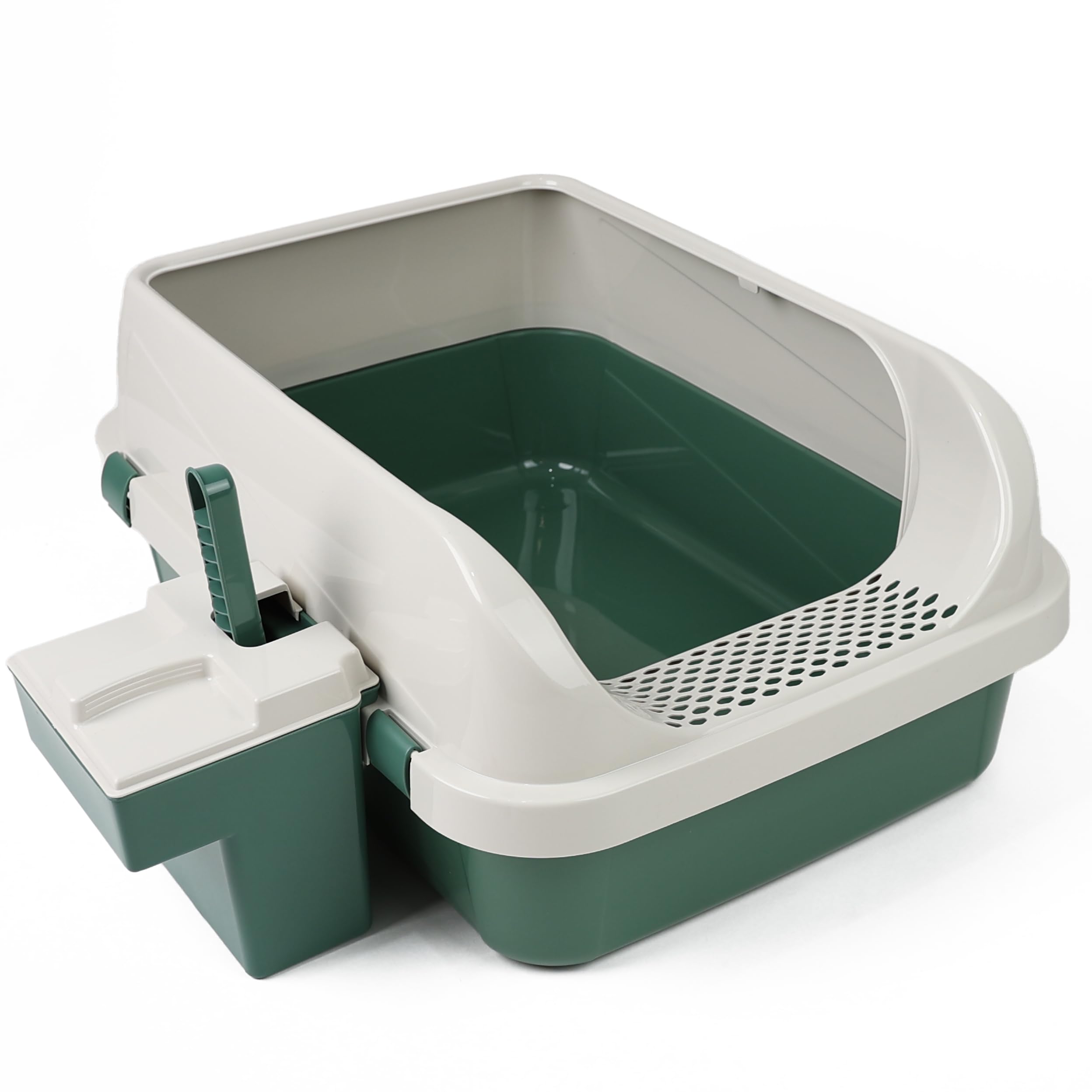 DIVCHI Cat Litter Tray Box, Litter Box, Plastic Cat Open Top Litter Tray with Scoop and Scoop Box Kitten Detachable Rim Easy Cleaning, 57.2 x 41.5 x 24.3cm